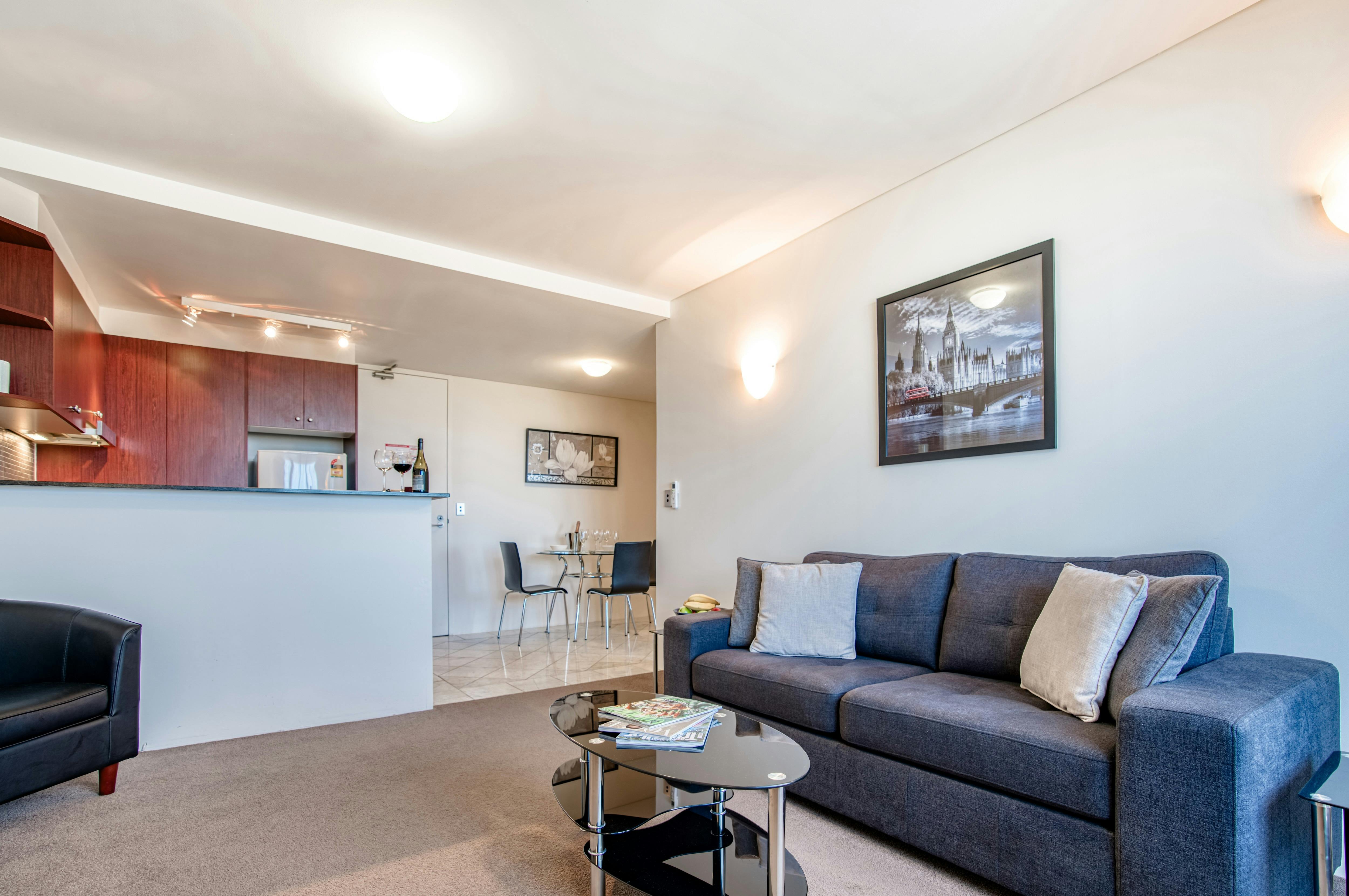 One Bedroom Apartment Lounge and Kitchen