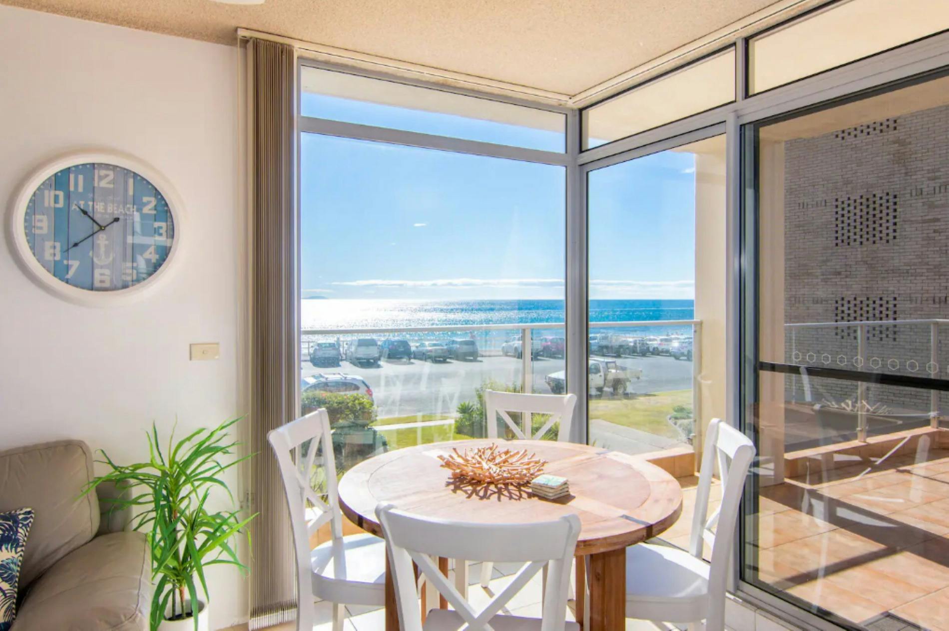 Indoor dining area with ocean views