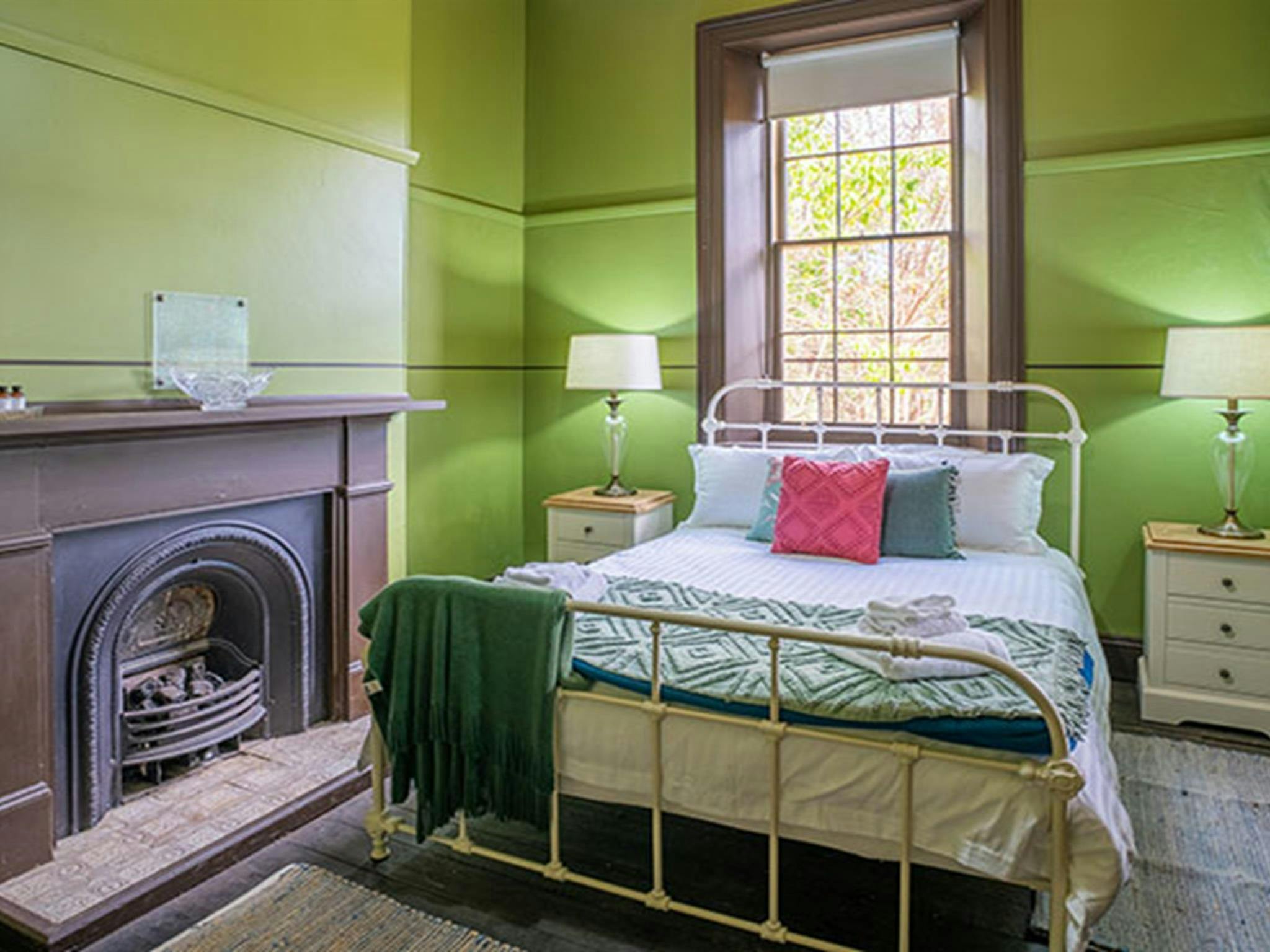 Bedroom with queen bed in Post Office Residence. Photo: John Spencer/OEH