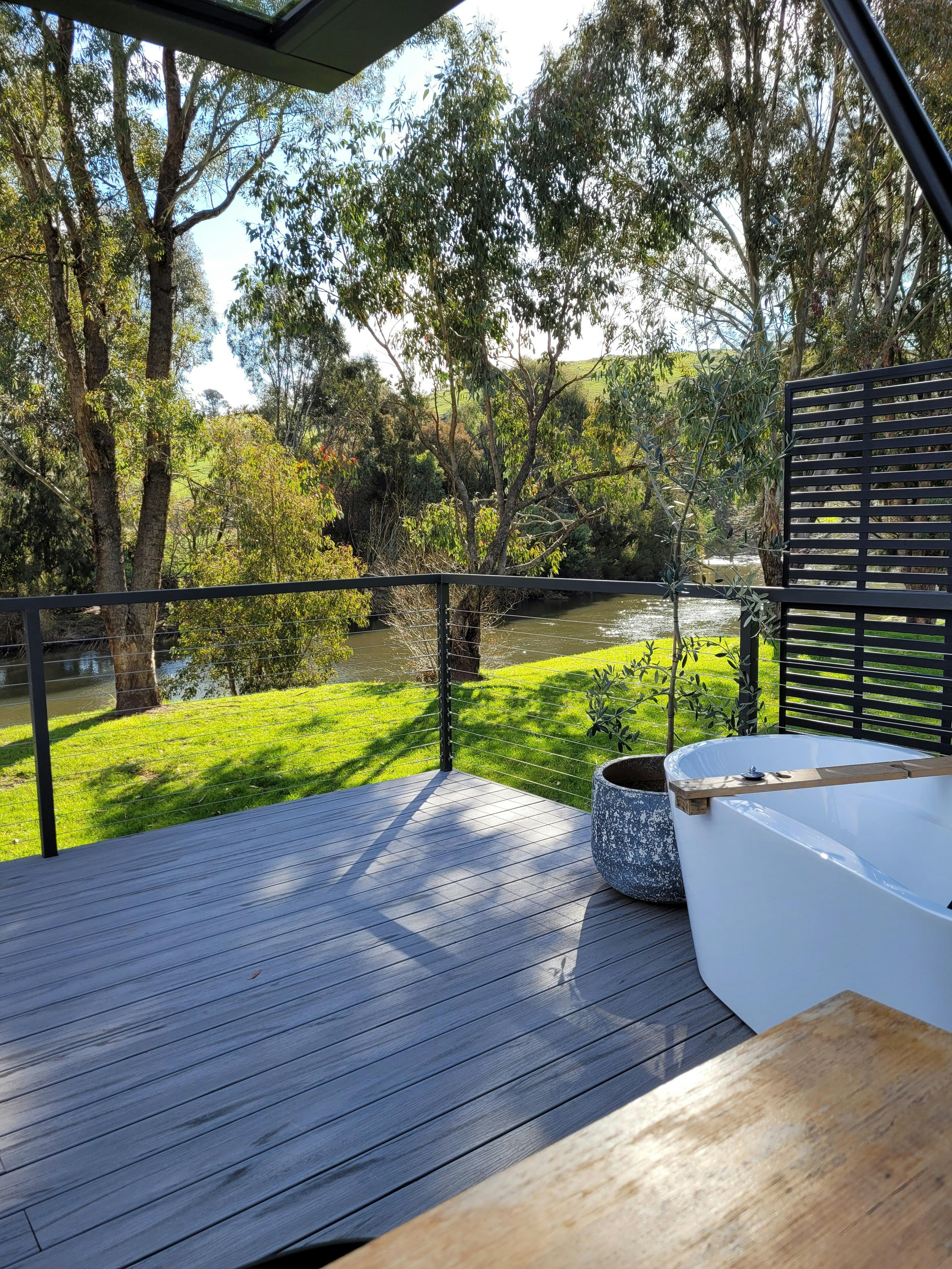 Outdoor Bath overlooking the river