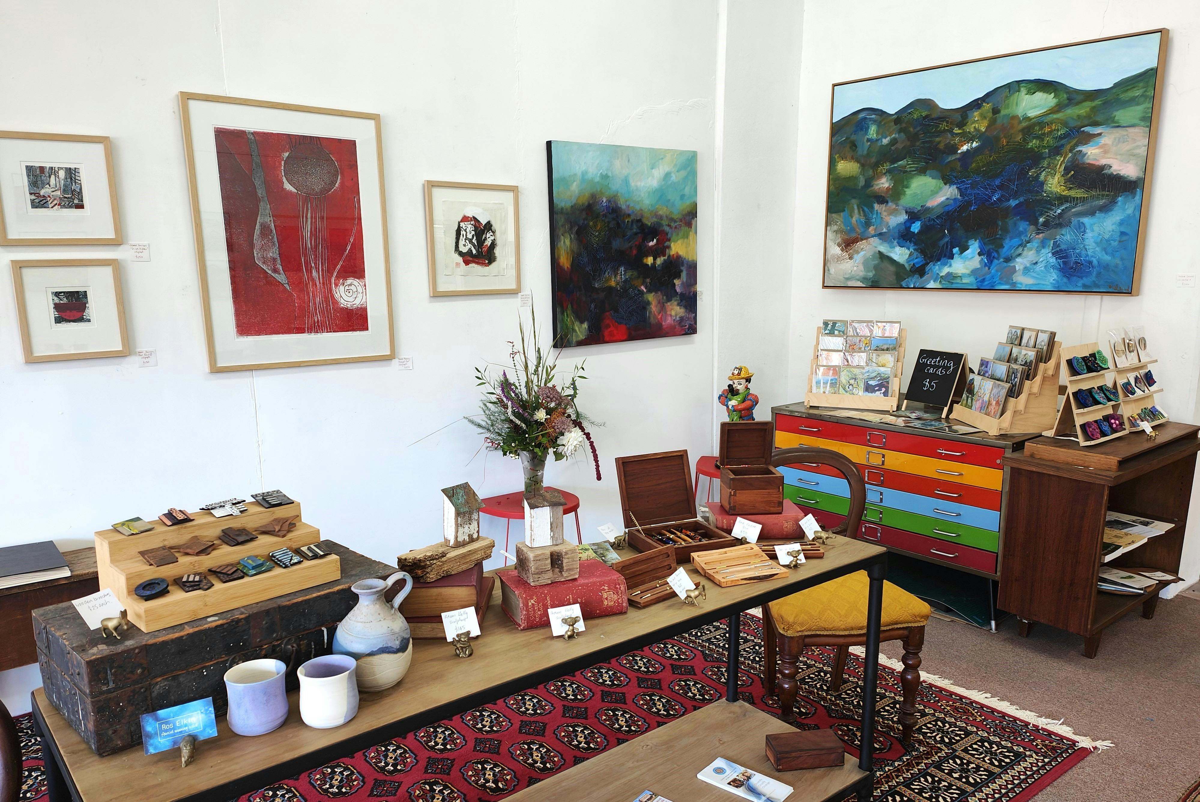 Gallery view displaying local artists Helene Leane and Jeanne Harrison