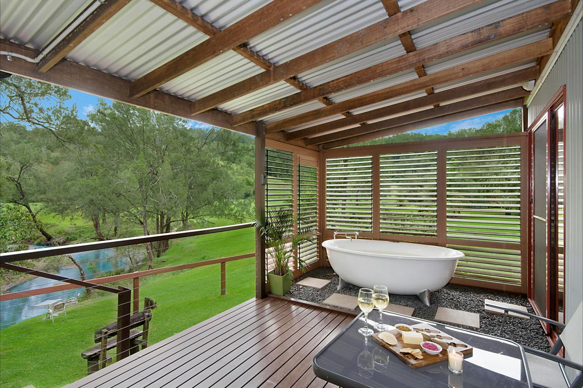 View of creek from cabin deck
