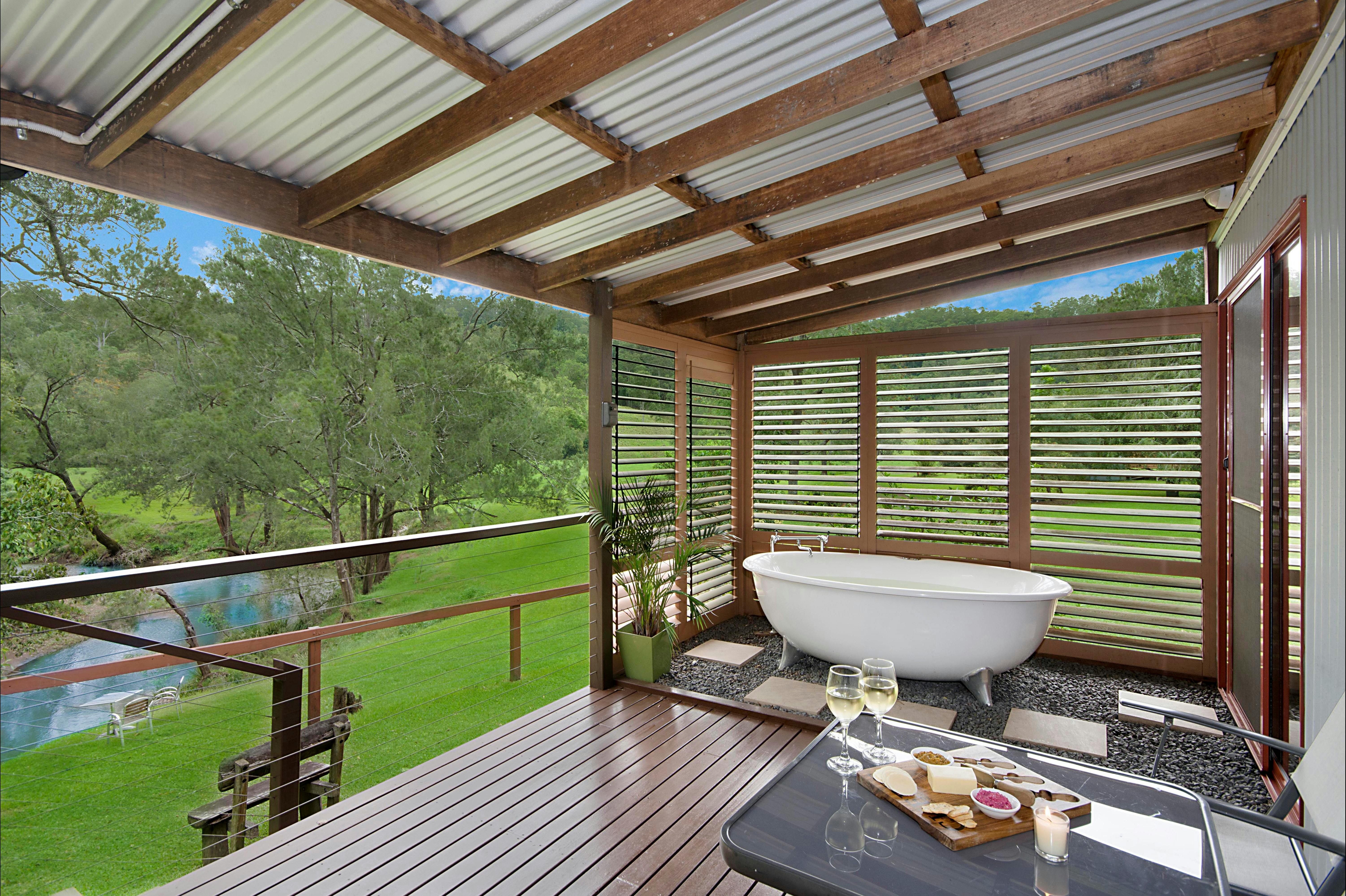 View of creek from cabin deck