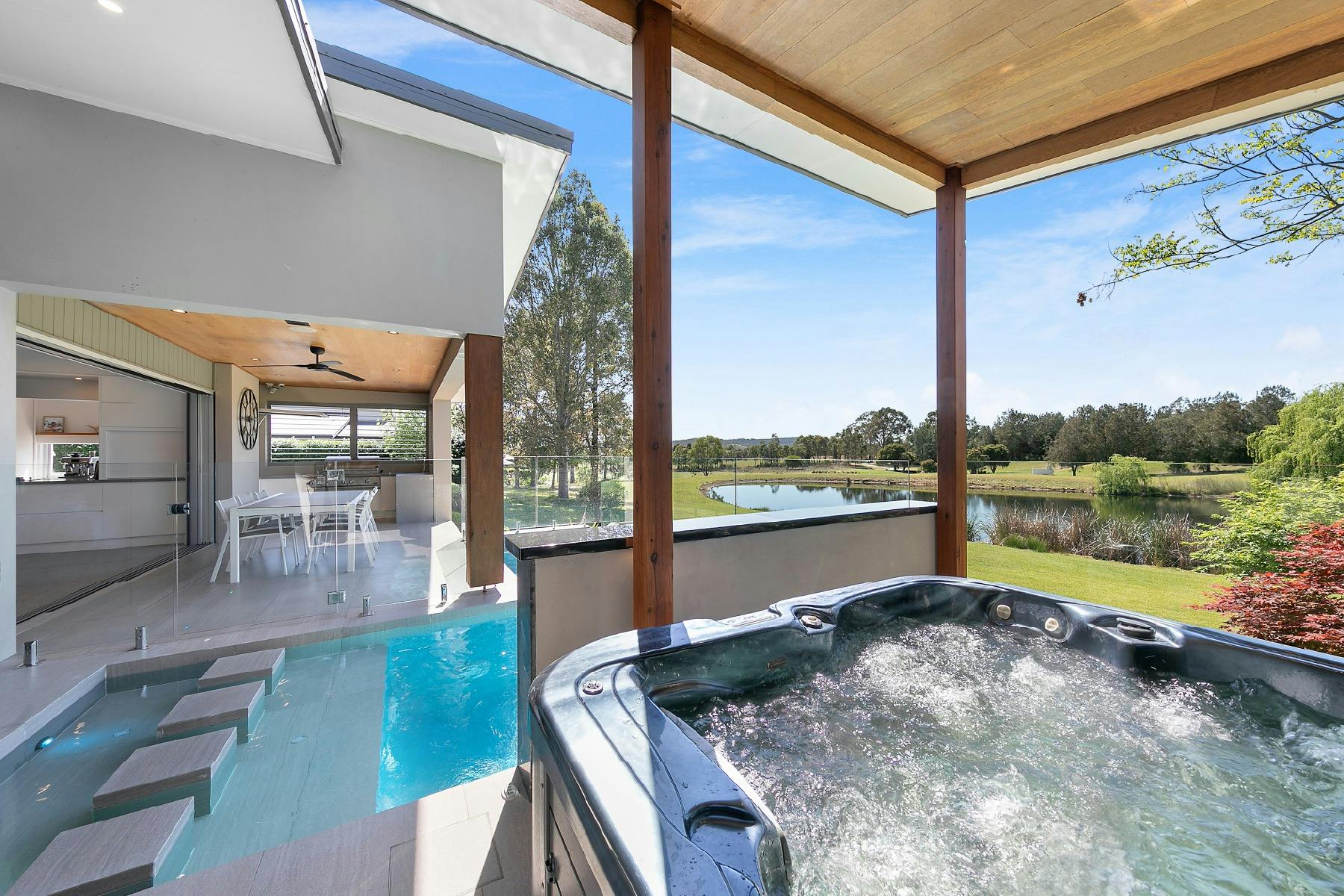 Rosalie Estate, outdoor alfresco area including pool and spa