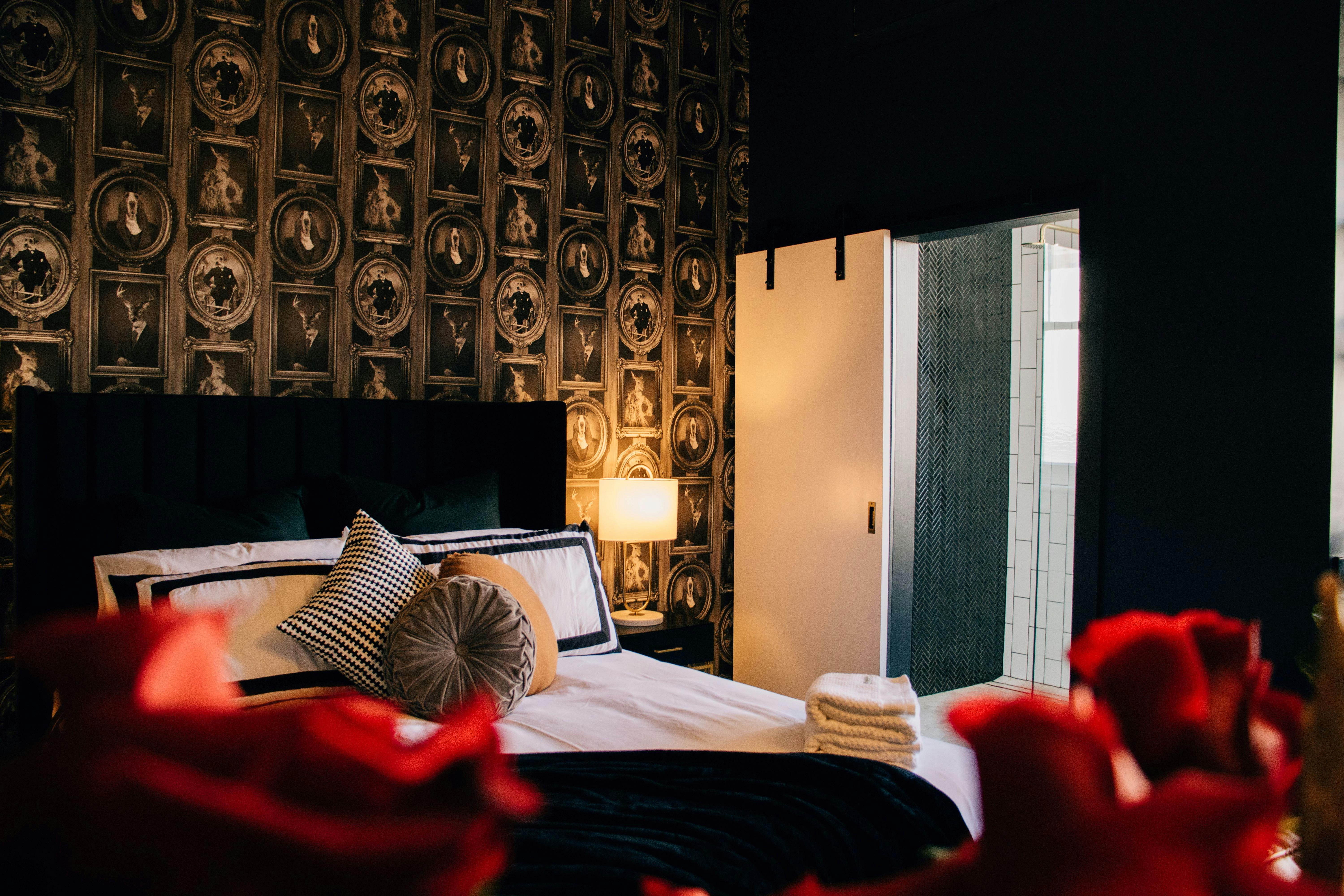 The apartment's queen bed features Sheridan linen.