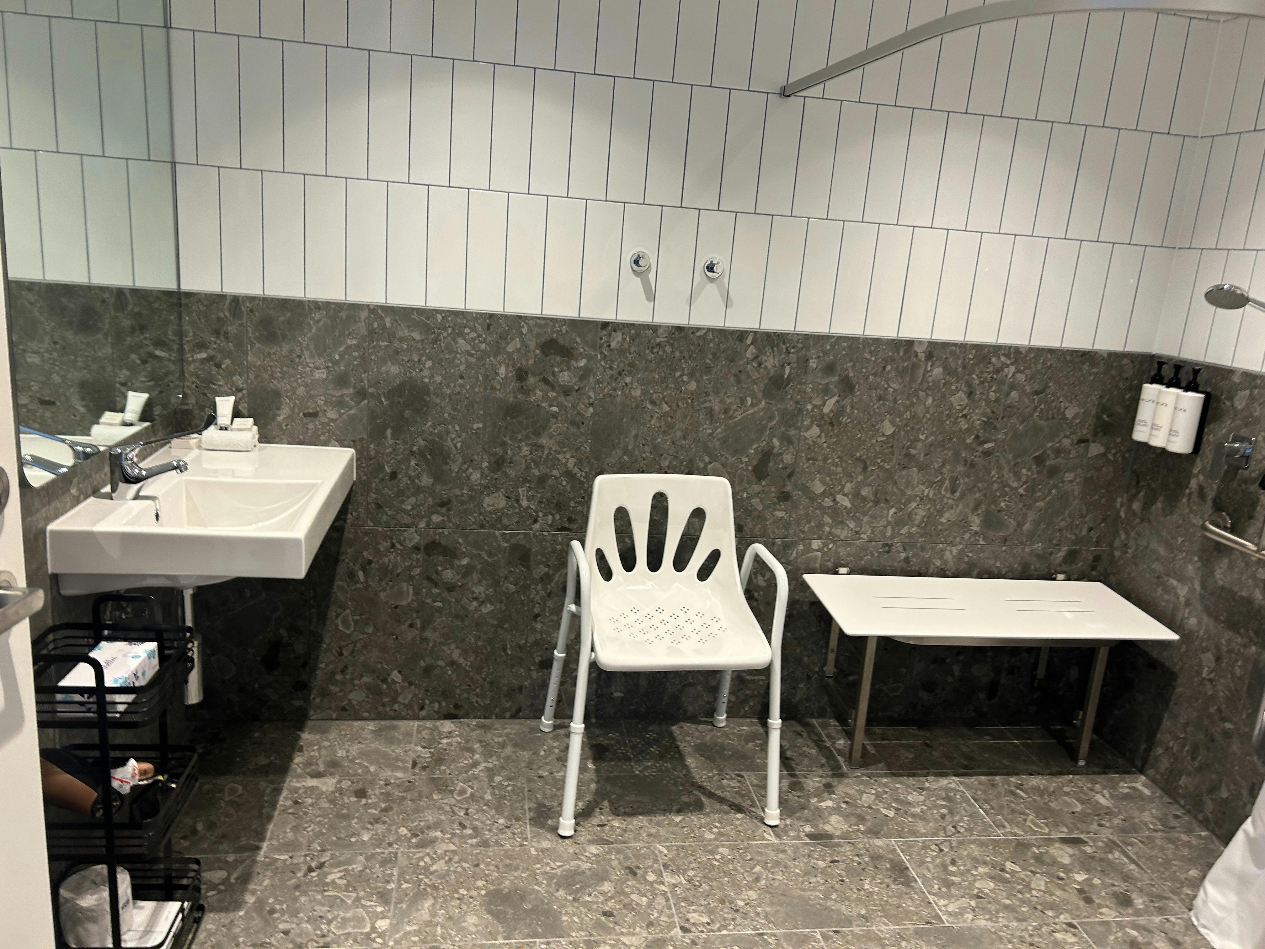 View of Accessible shower and bathroom