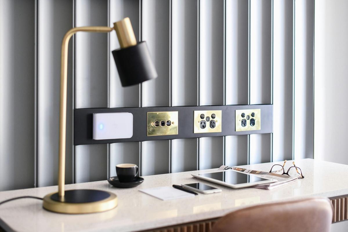 Desk with myriad of charging points