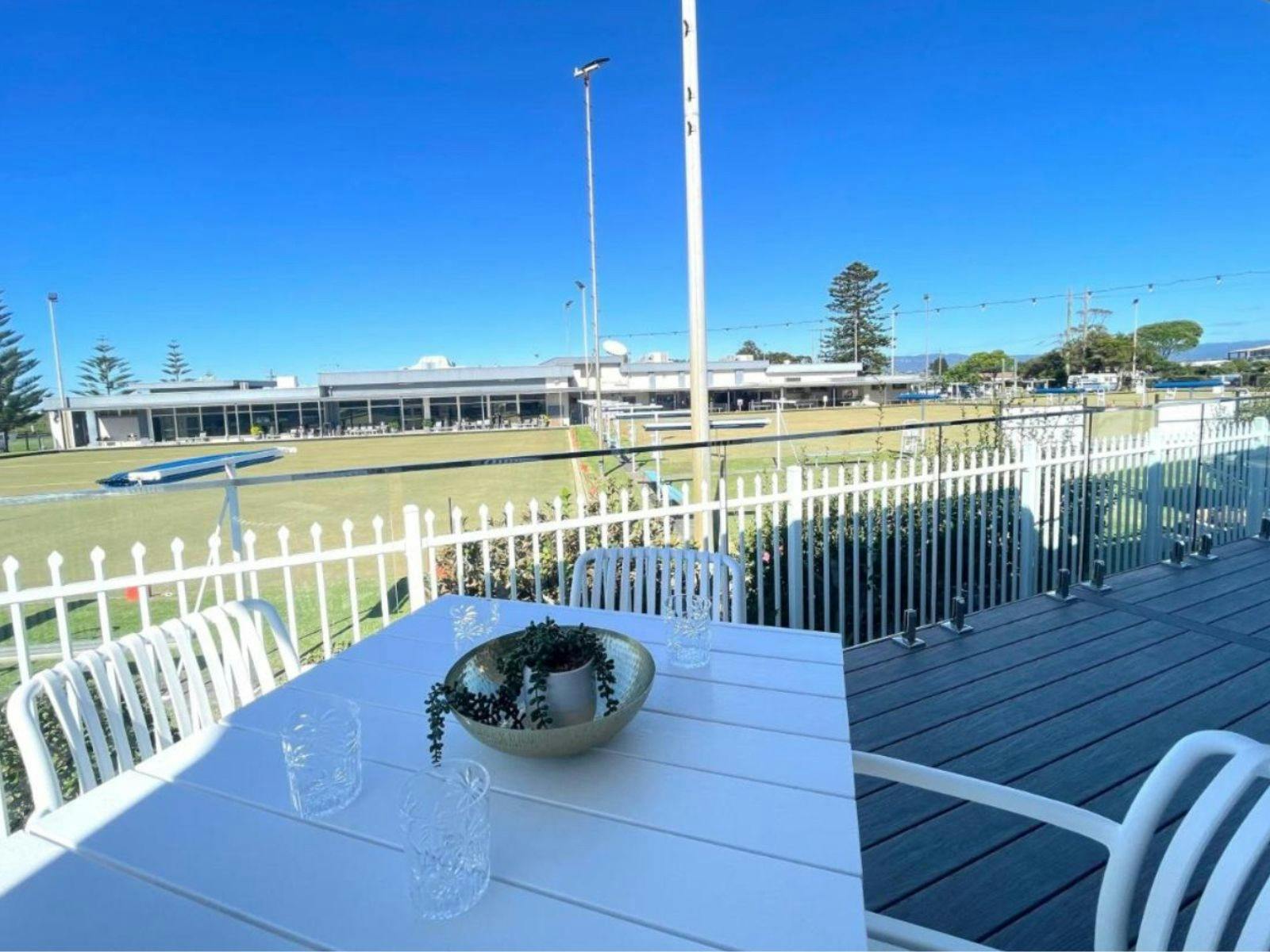 Balcony with view of the Bowling Greens for the "Green View Units"
