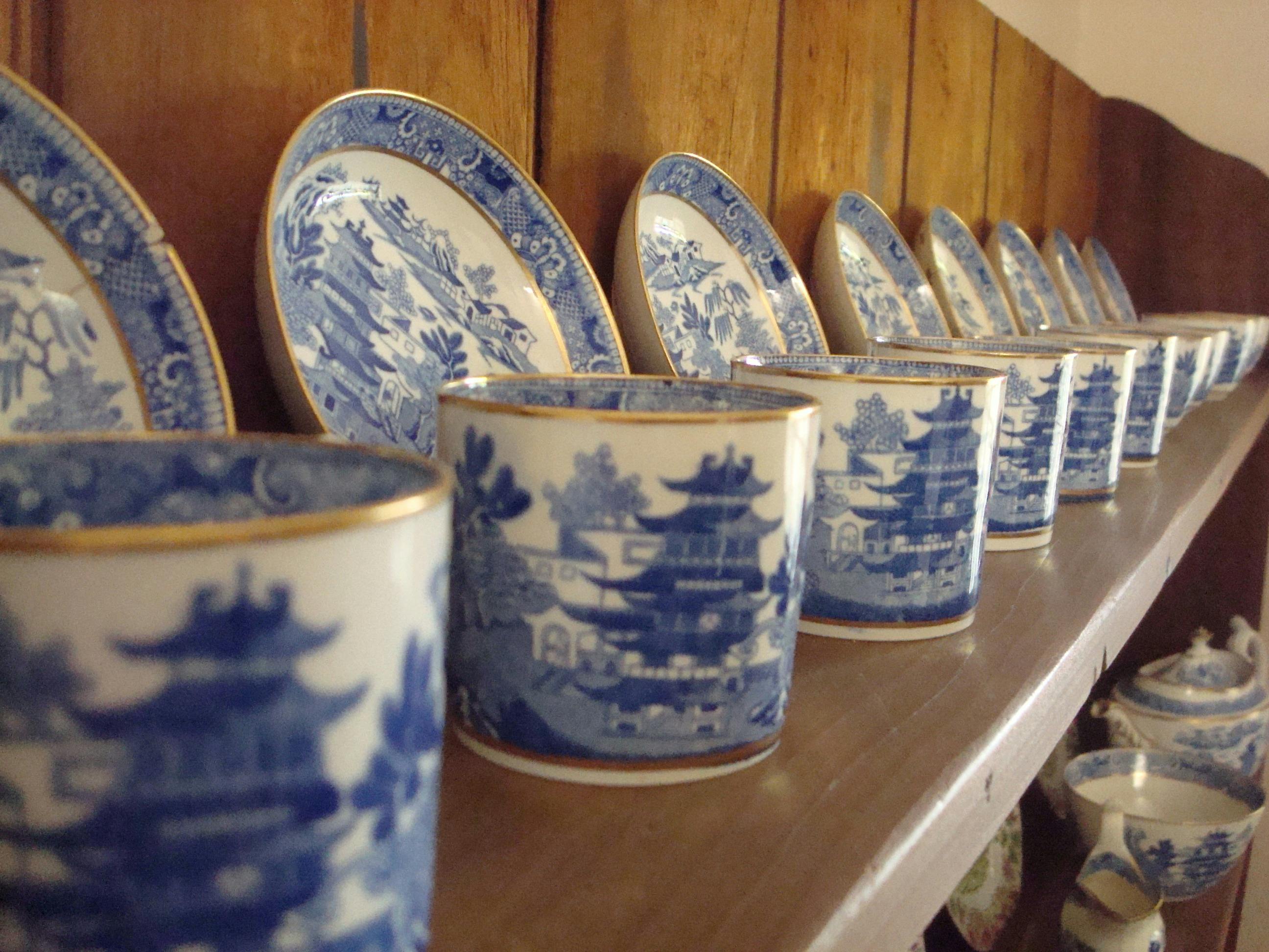 Antique crockery at Experiment Farm Cottage