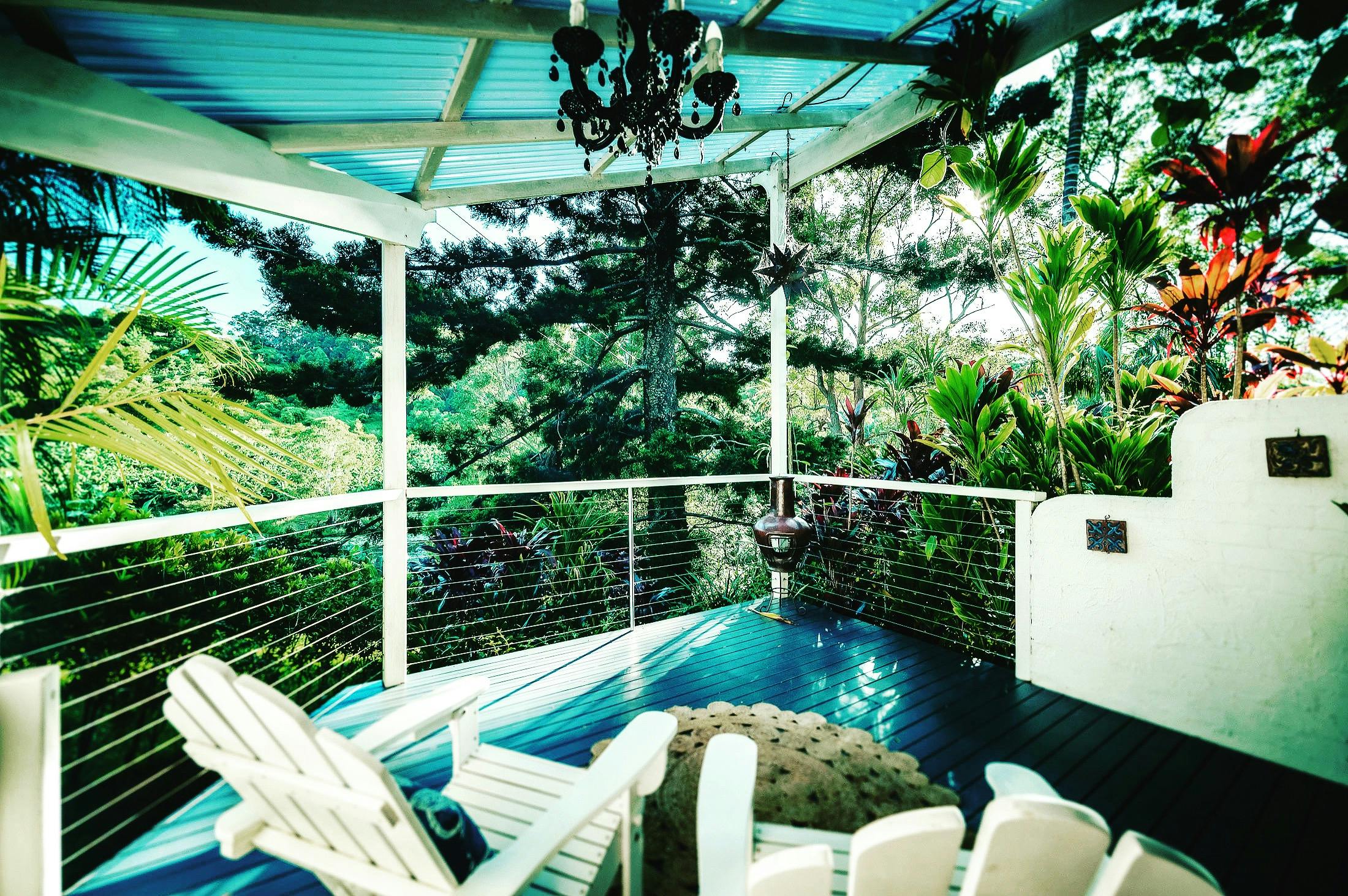 Lakehouse Verandah with garden and lake views