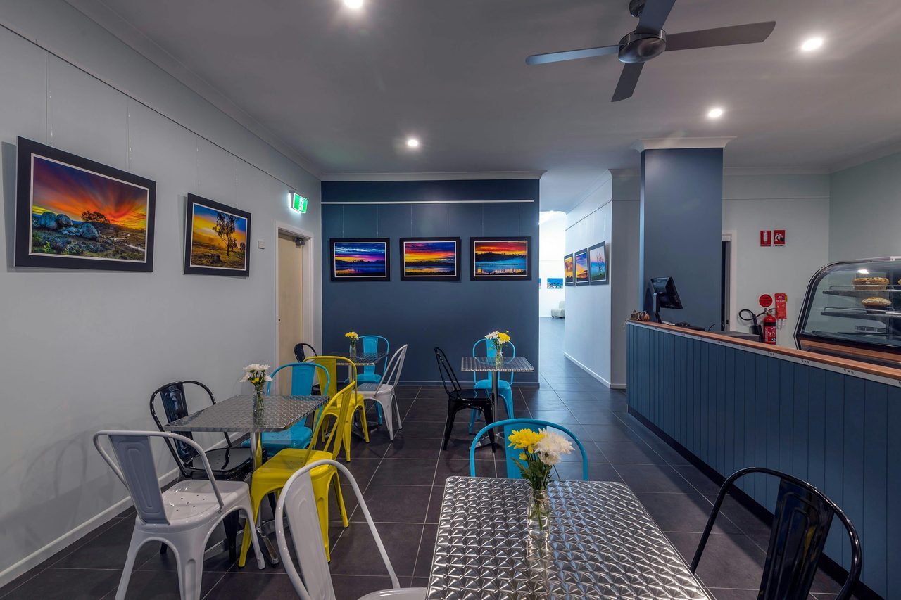 Enter the Gallery through the cafe