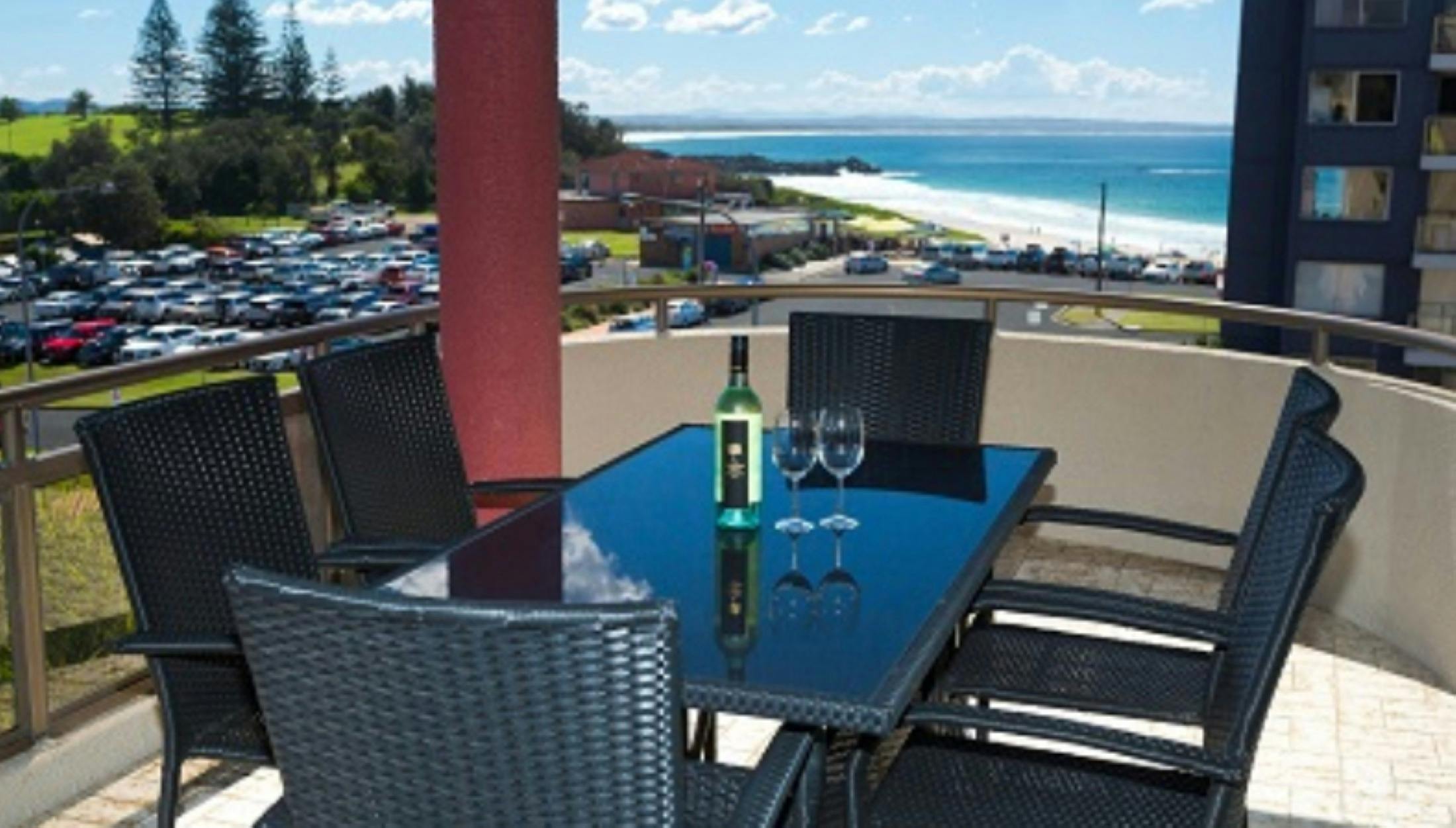 Balcony with beach views