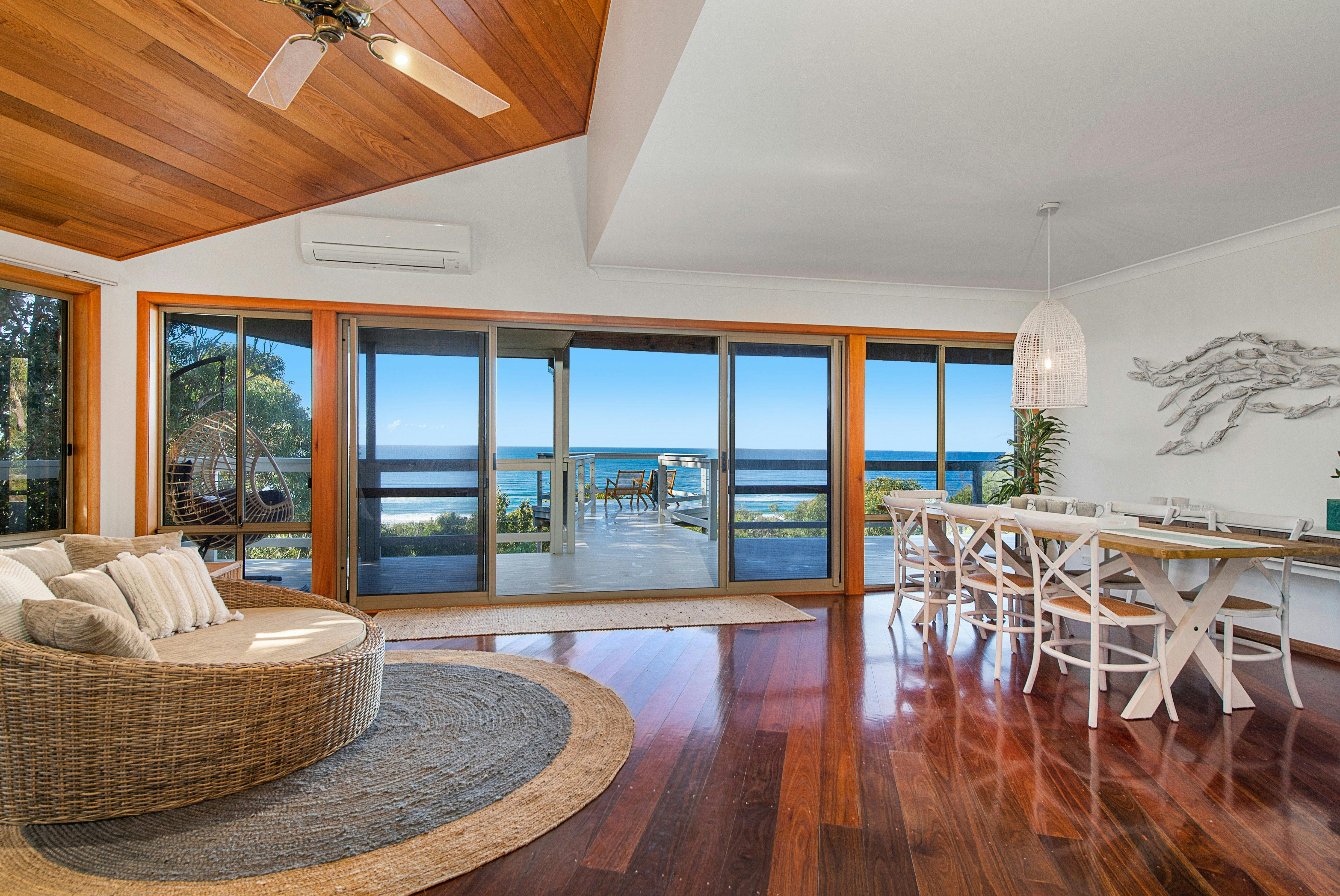 Open plan living /dining with ocean views