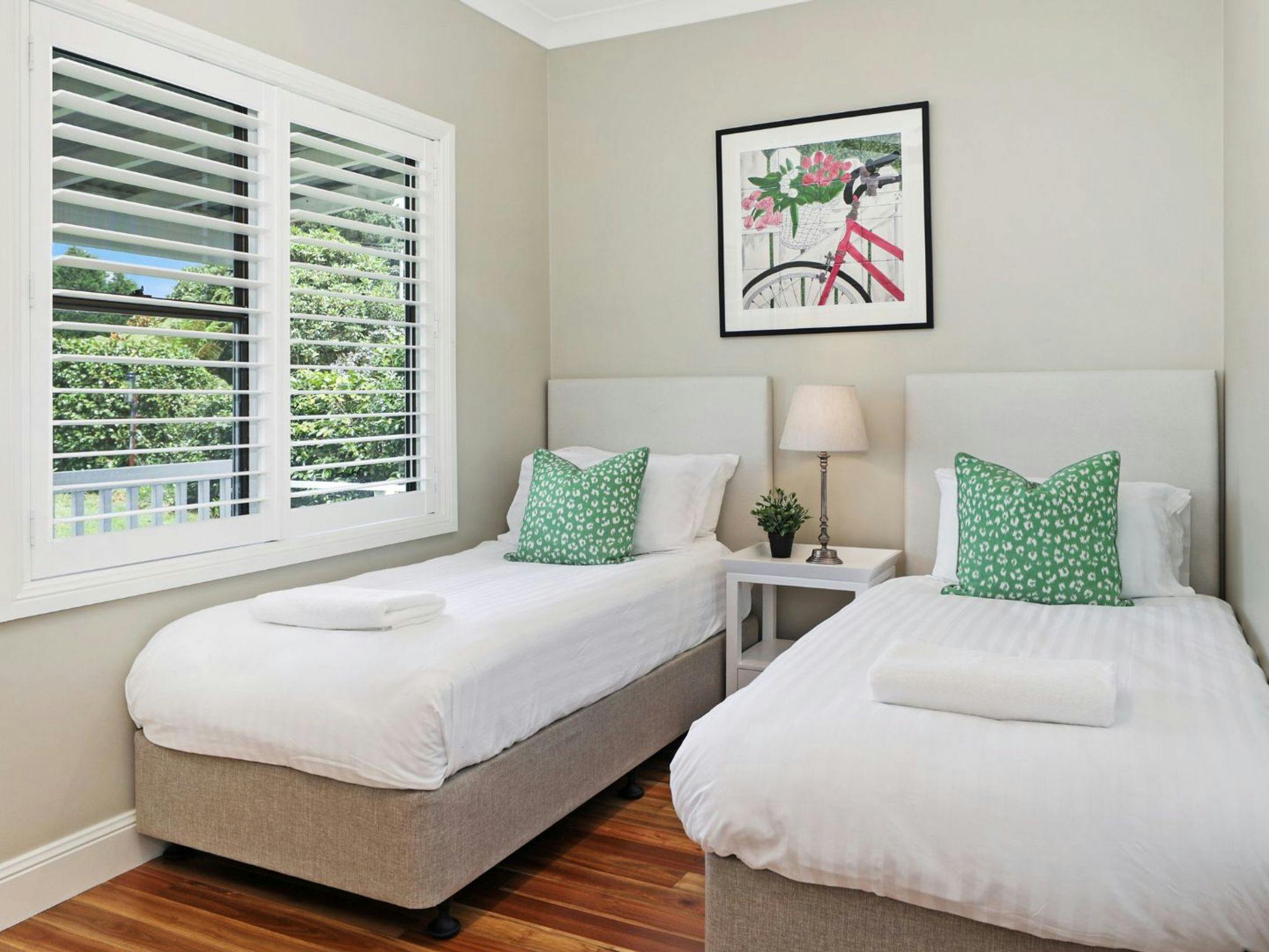 Somerset | Bedroom 3 | Single beds | Ceiling fan