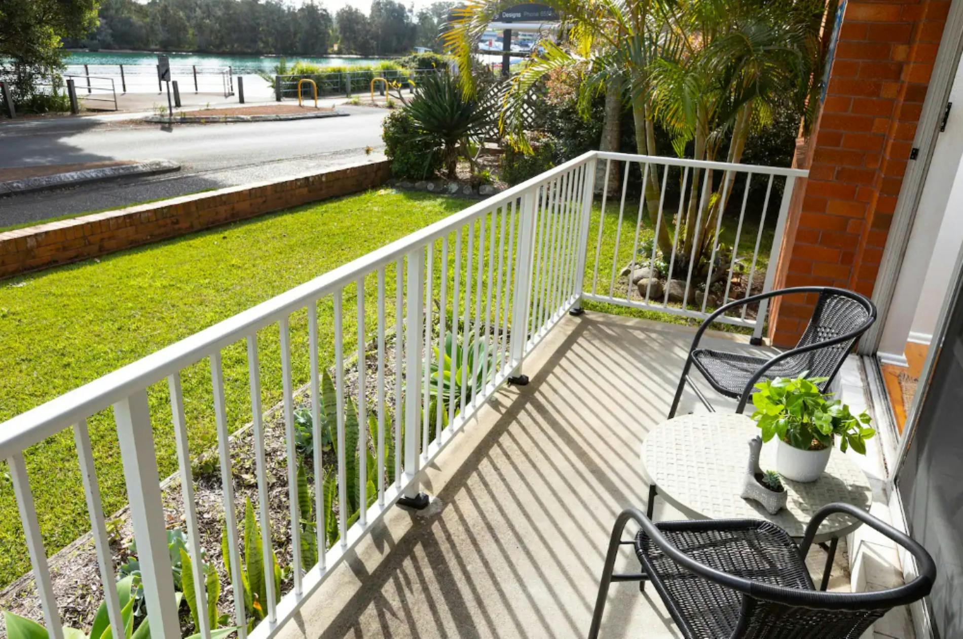 Balcony with lake views