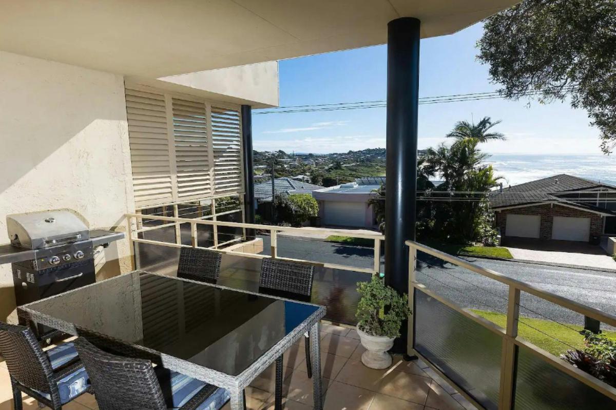 Patio with distant ocean views