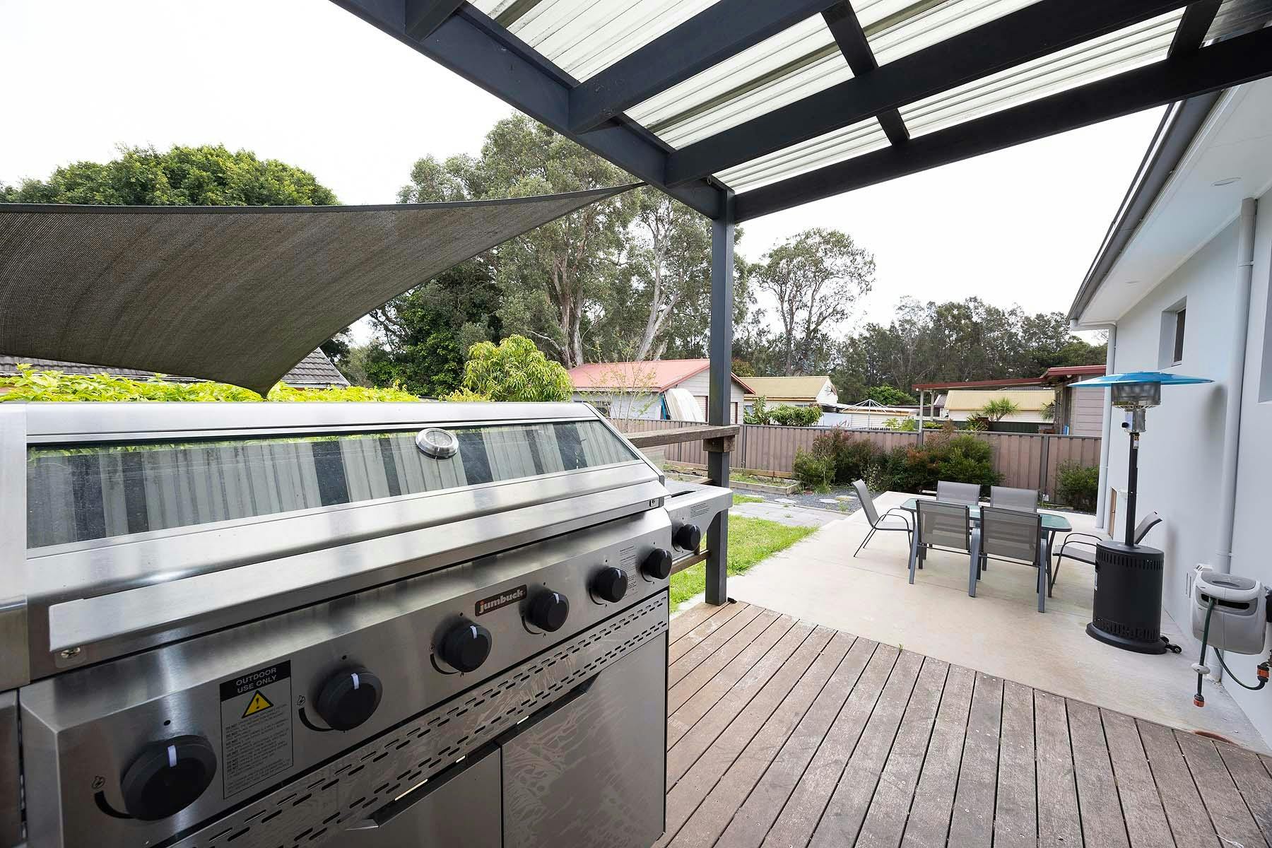 Outdoor deck, patio and backyard