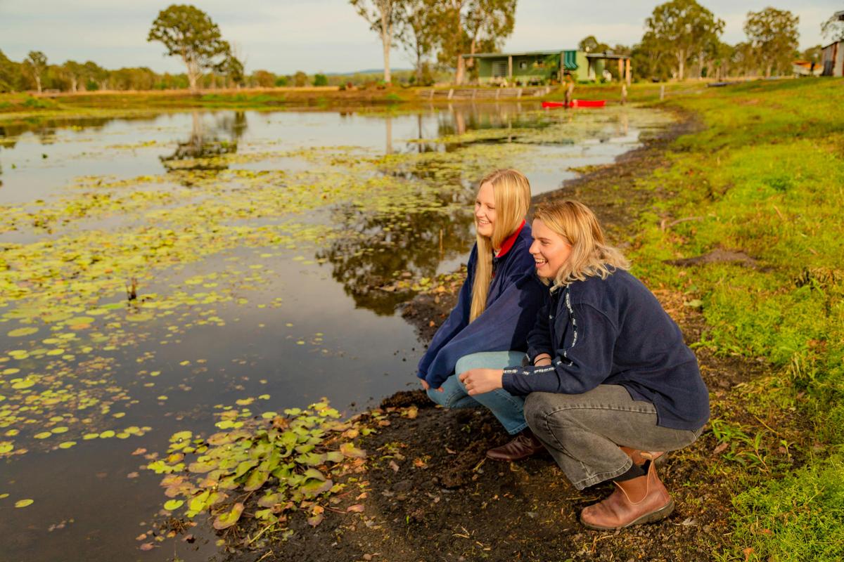 Ladies enjoying views over the lagoon
