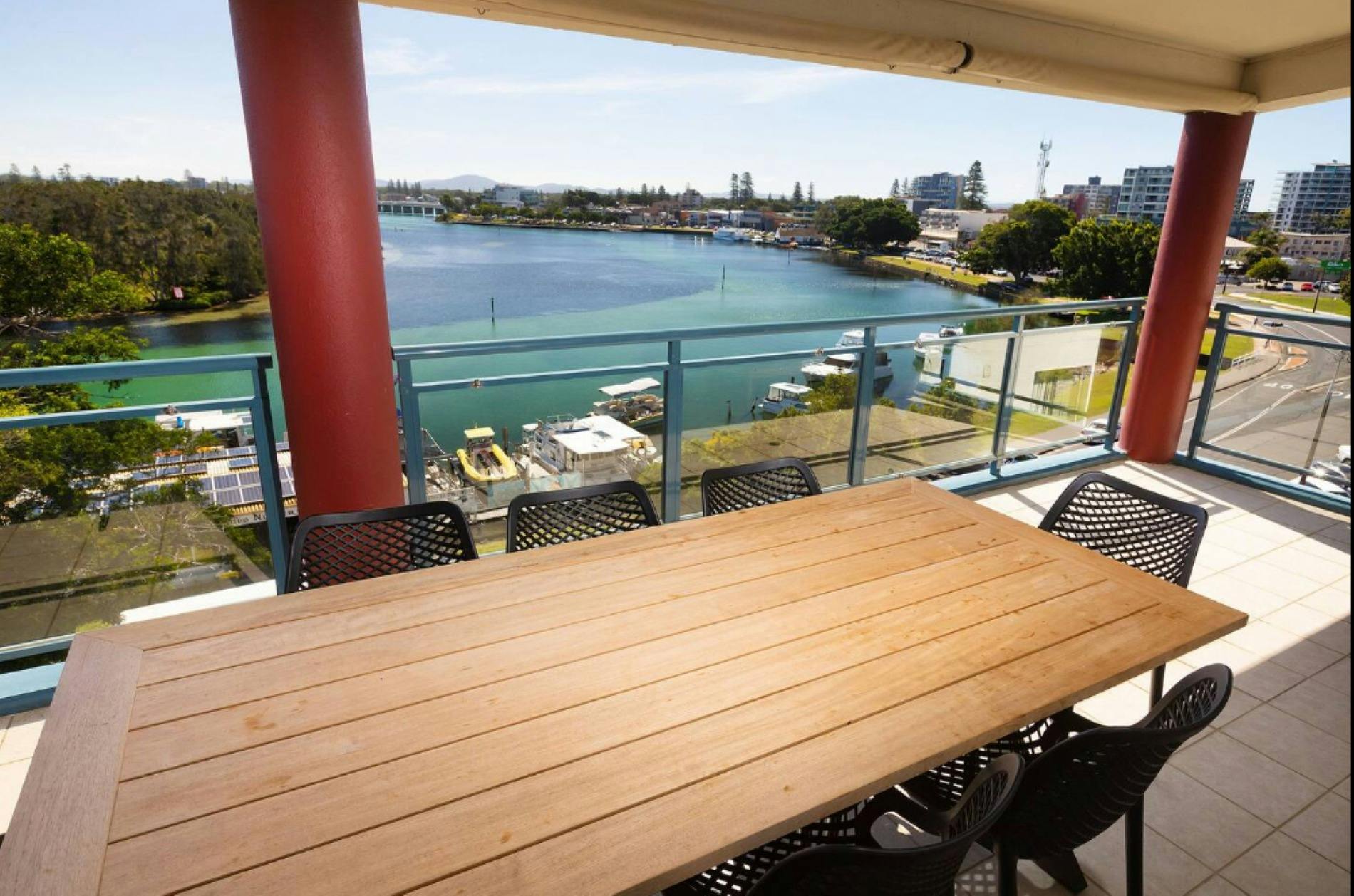 Balcony with panoramic lake views
