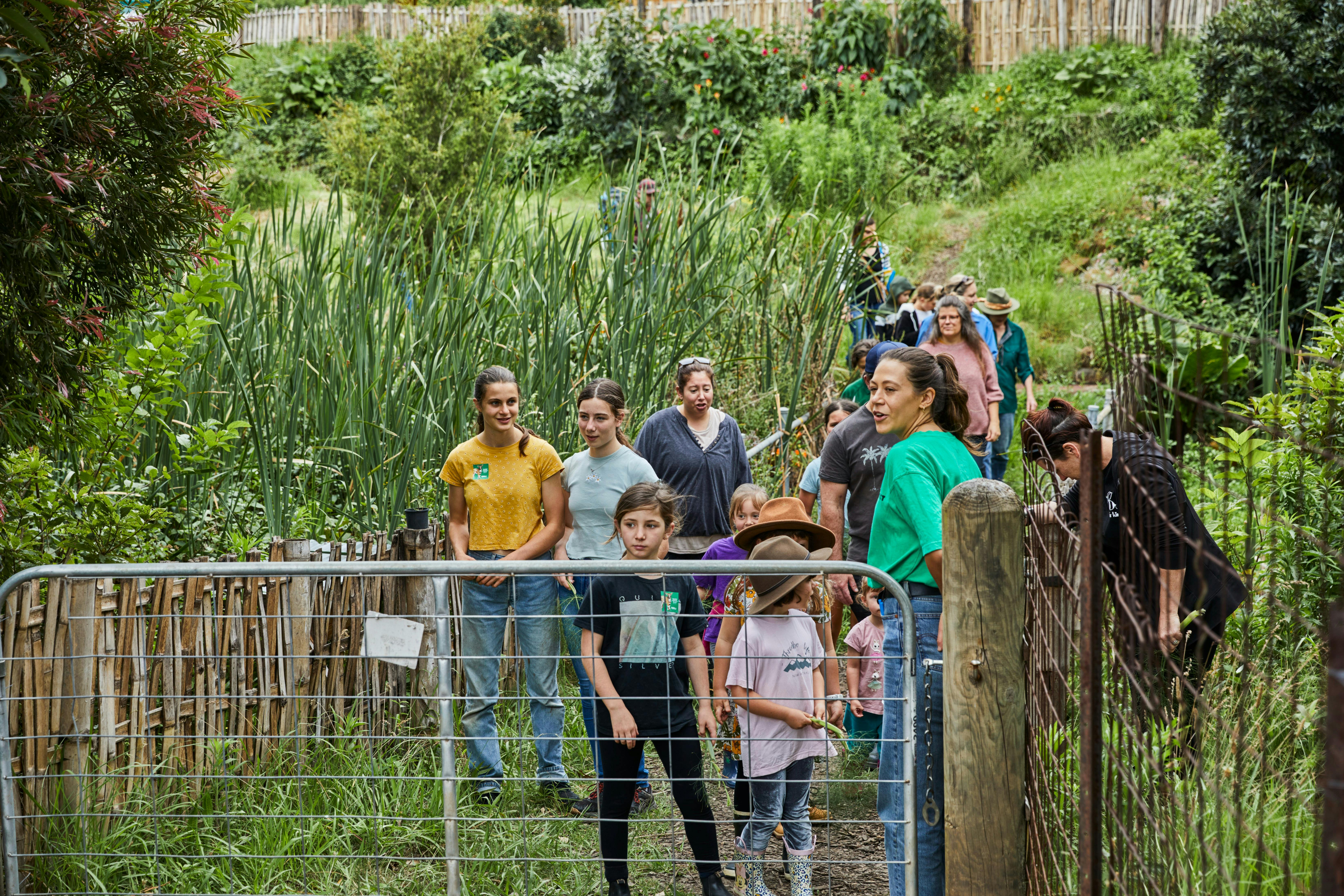 Group of people on farm tour led by Green Connect Tour Guide