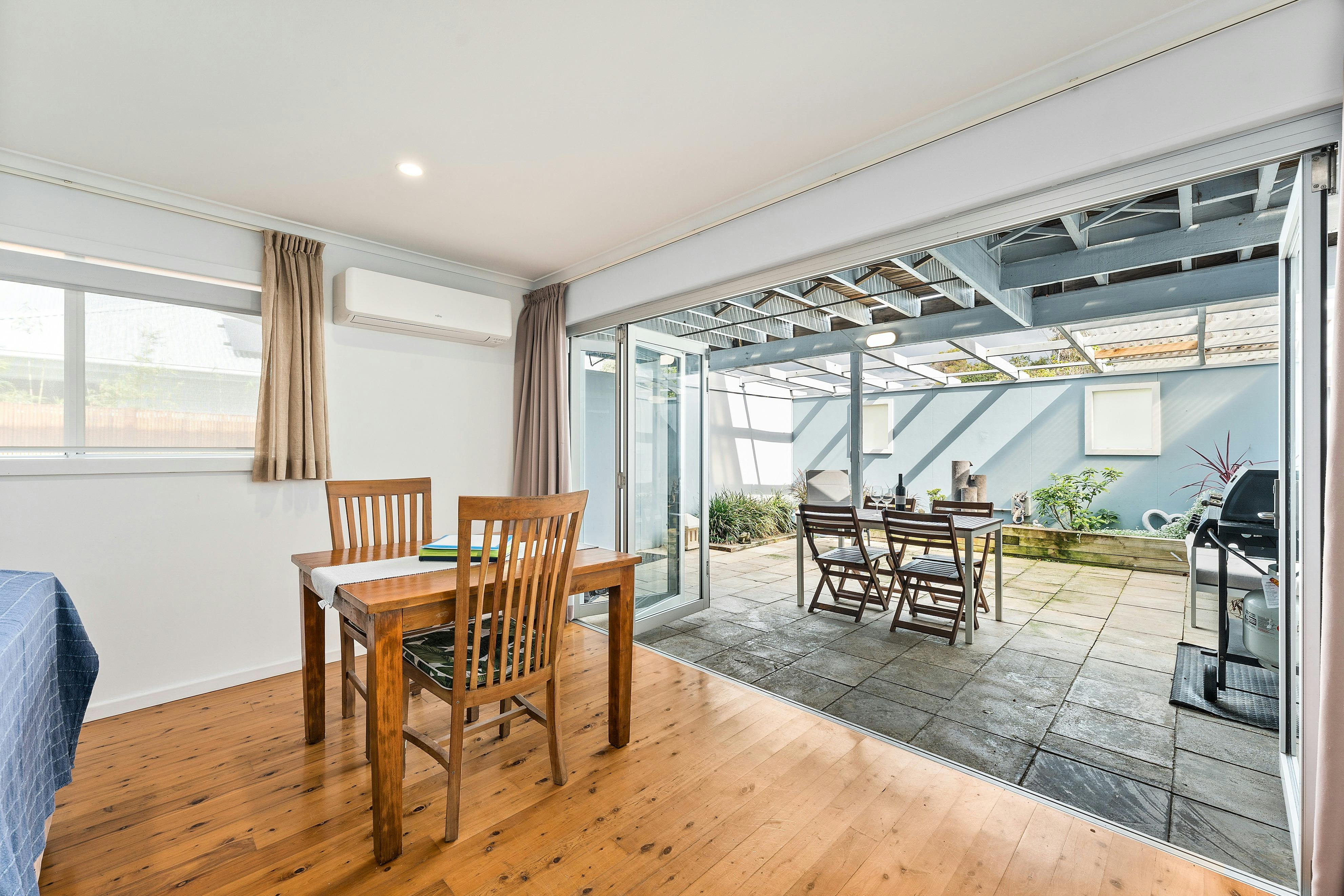 Garden suite living room and private courtyard