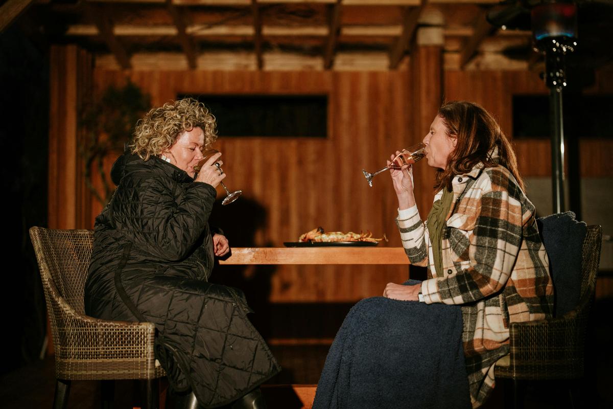 adjoining covered outdoor deck and dining area