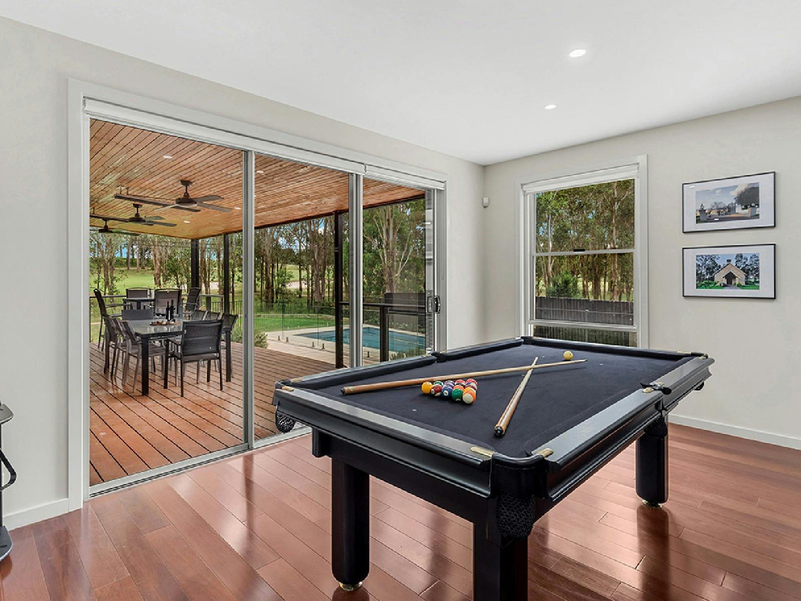 The Clubhouse Pokolbin pool table overlooking the outside deck