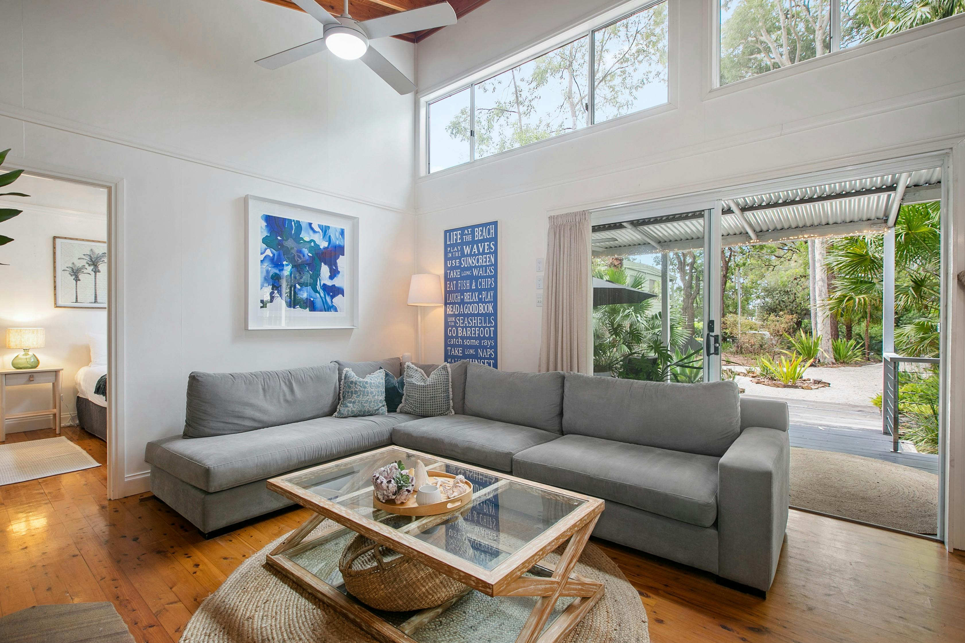 Living area with fireplace