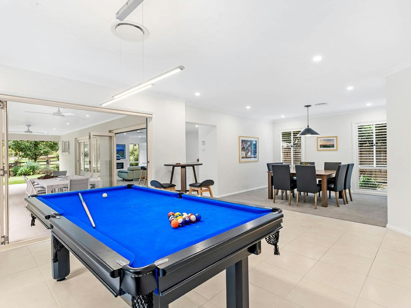 Serendipity entertainment area with pool table