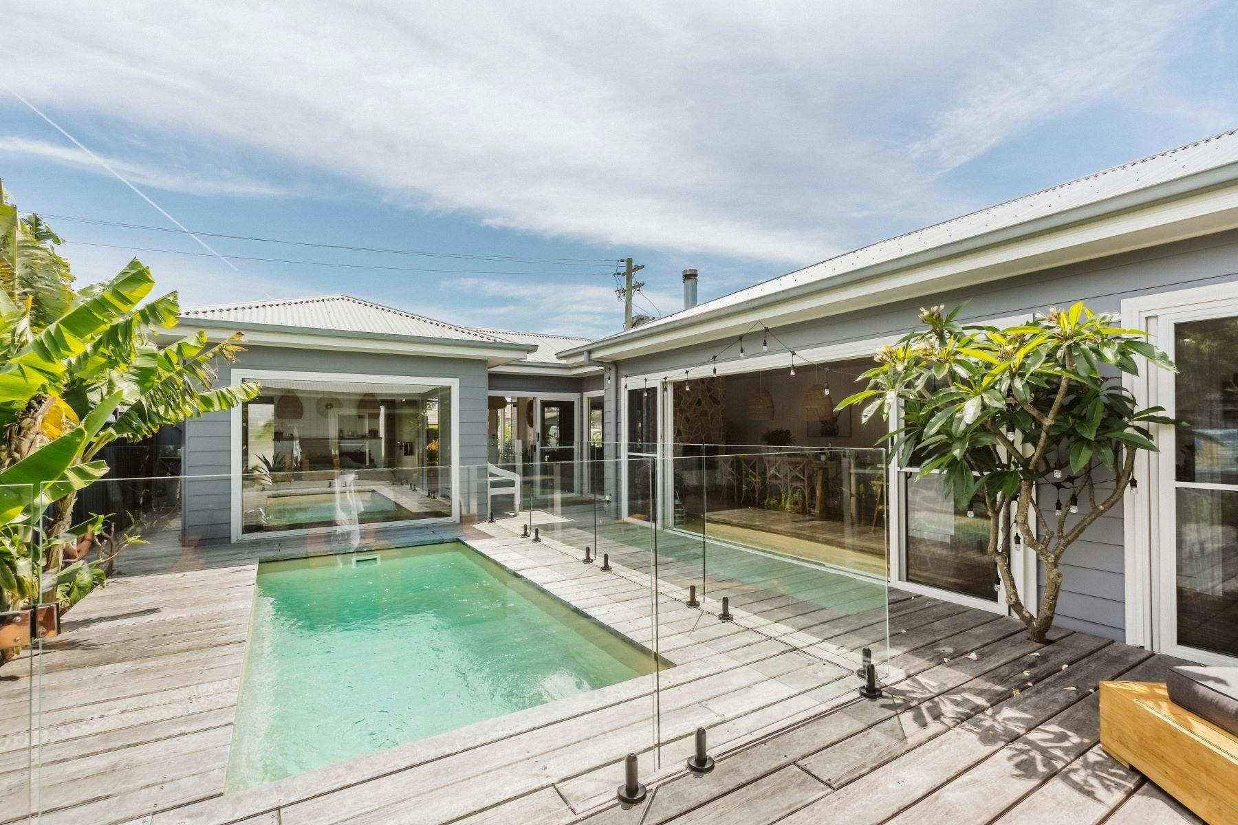 Serenity offers multiple living zones, both indoors and outdoors. offering a private pool and spa.