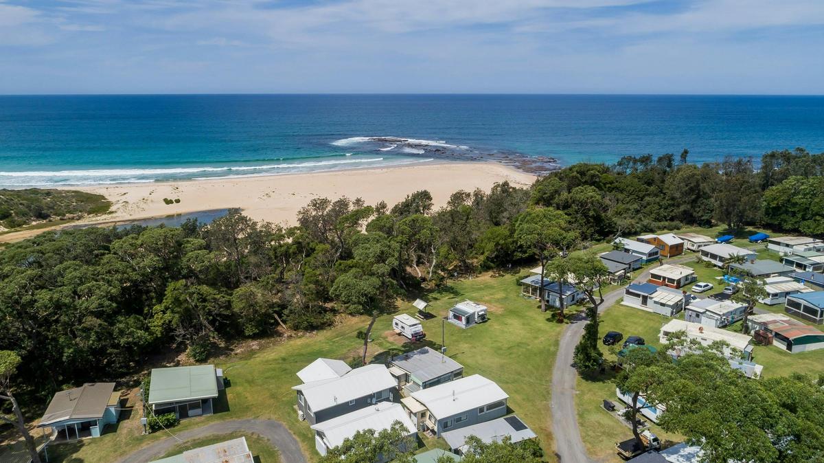 Surfside Cudmirrah Beach Aerial showing camp sites 3-6