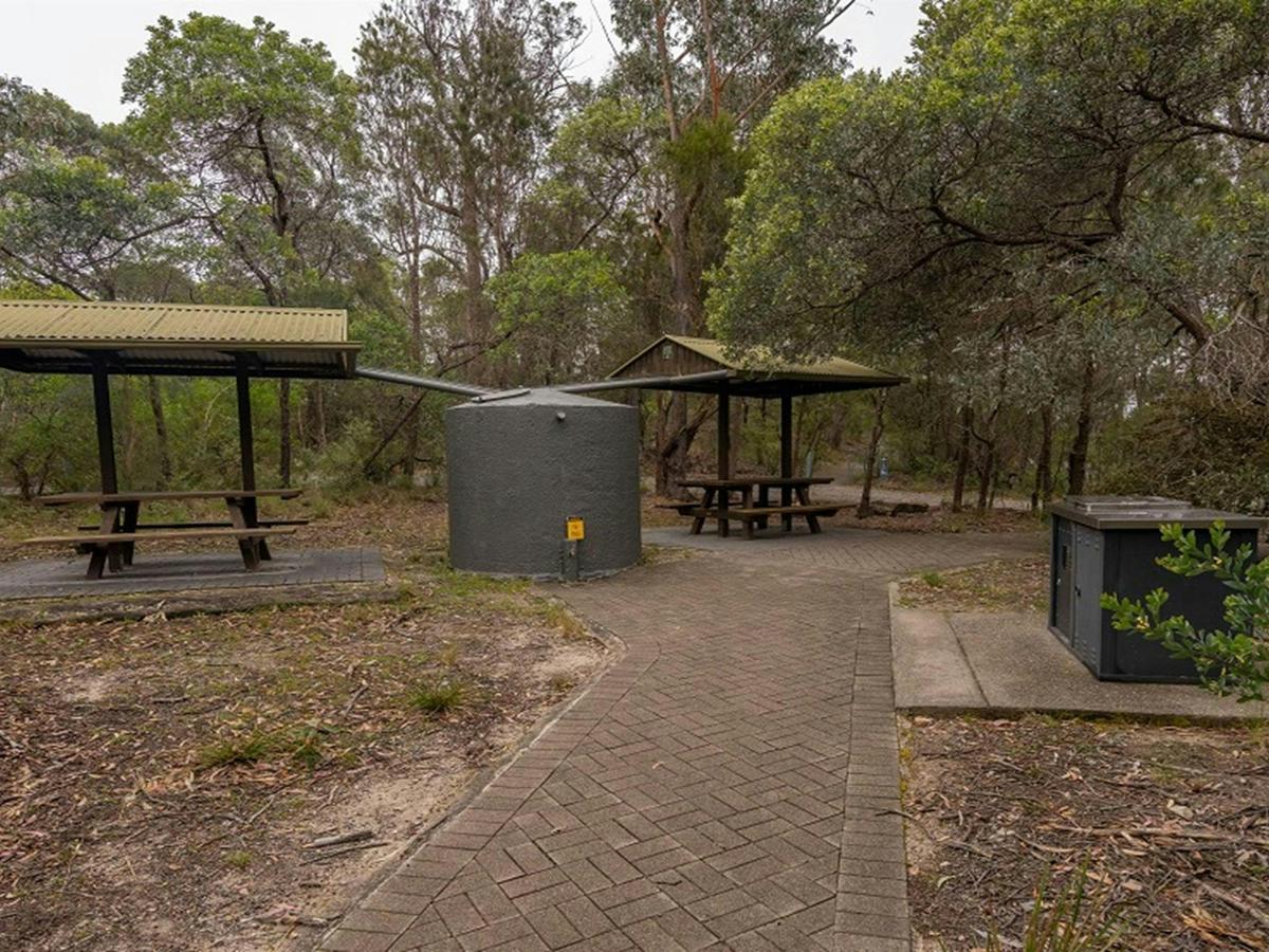 Adams picnic area, with 2 shelters and a barbecue, Bungonia National Park. Photo: John