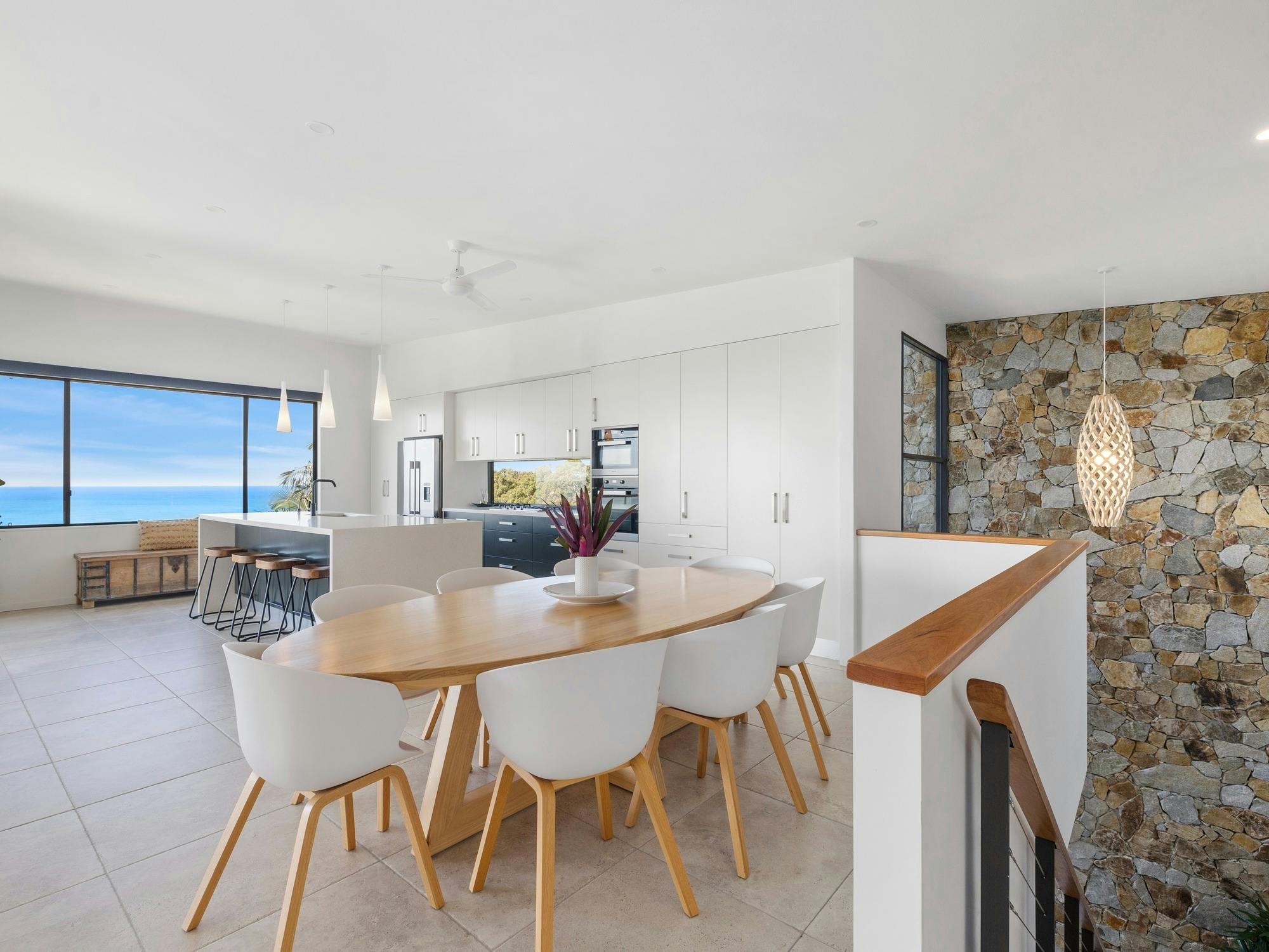 Open plan living area, kitchen and dining