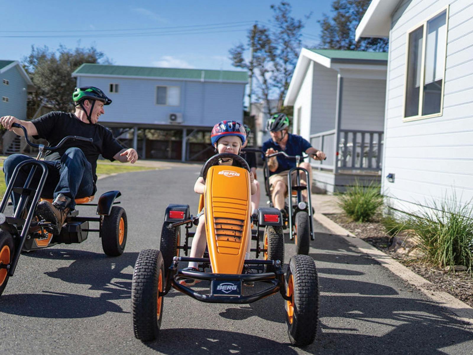Kids can enjoy go-Karts, splash park, pool and bouncing cushion.