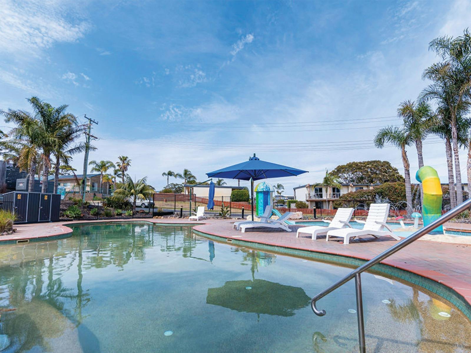 KIds can enjoy 2x pools, splash park, bouncing cushion and games room.