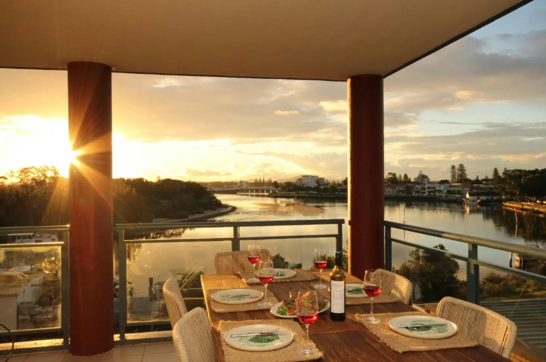 Balcony with stunning lake views