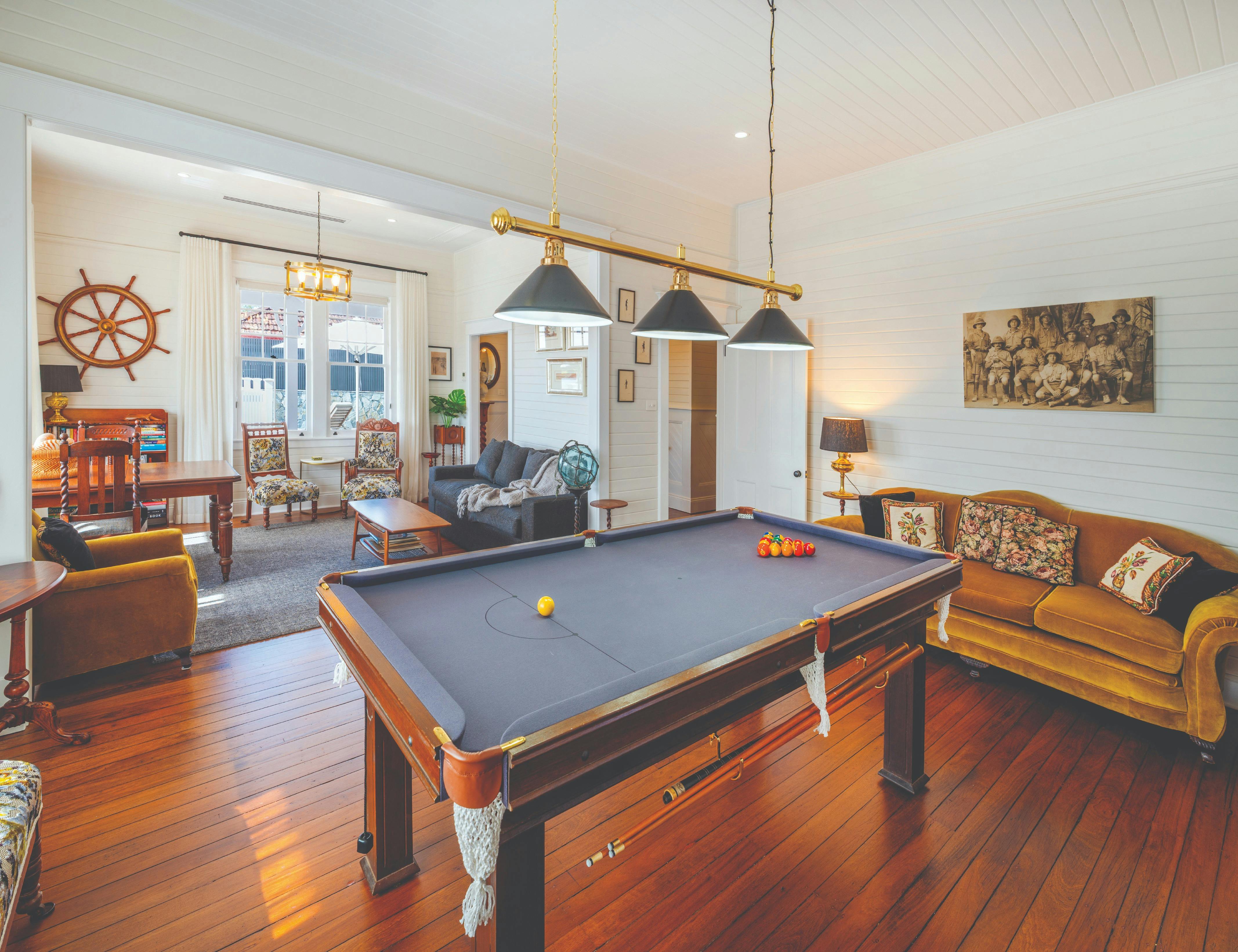 The Poole Room - a recreation room at the front of the River House / River Suite