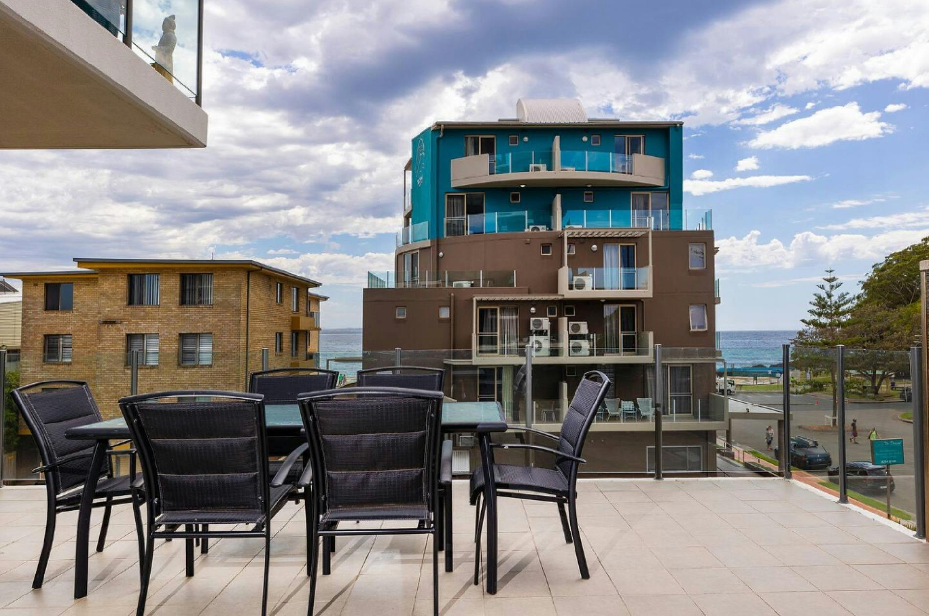 Balcony with ocean glimpses