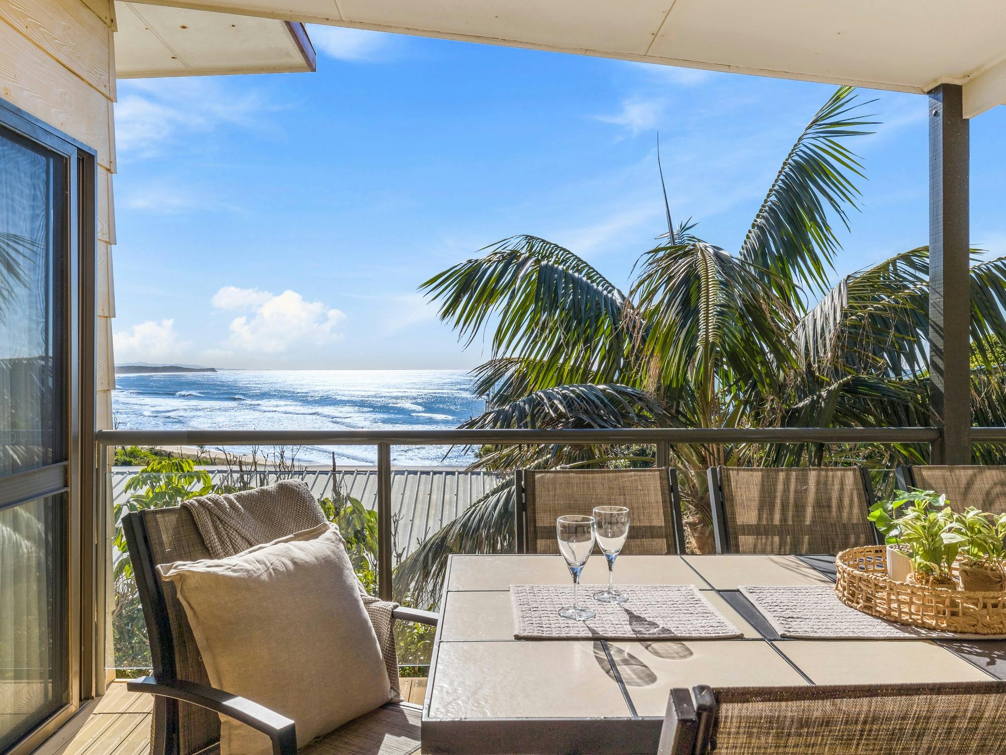 Outdoor dining with ocean views