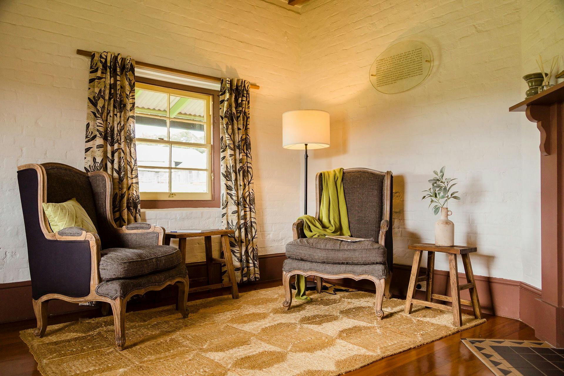 Our Waggoner suite offers your own private living area with the warmth of a fireplace.