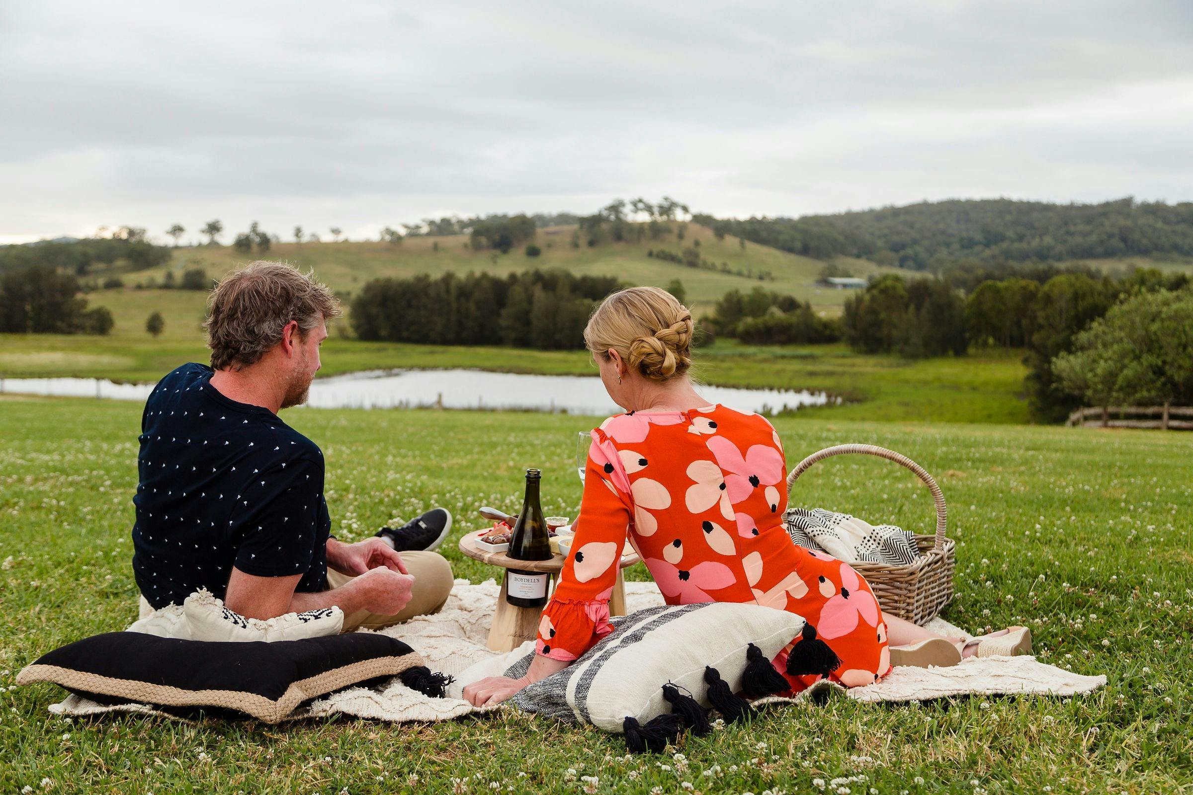Enjoy a picnic for two and take in the views over a bottle of wine and a delicious grazing box.