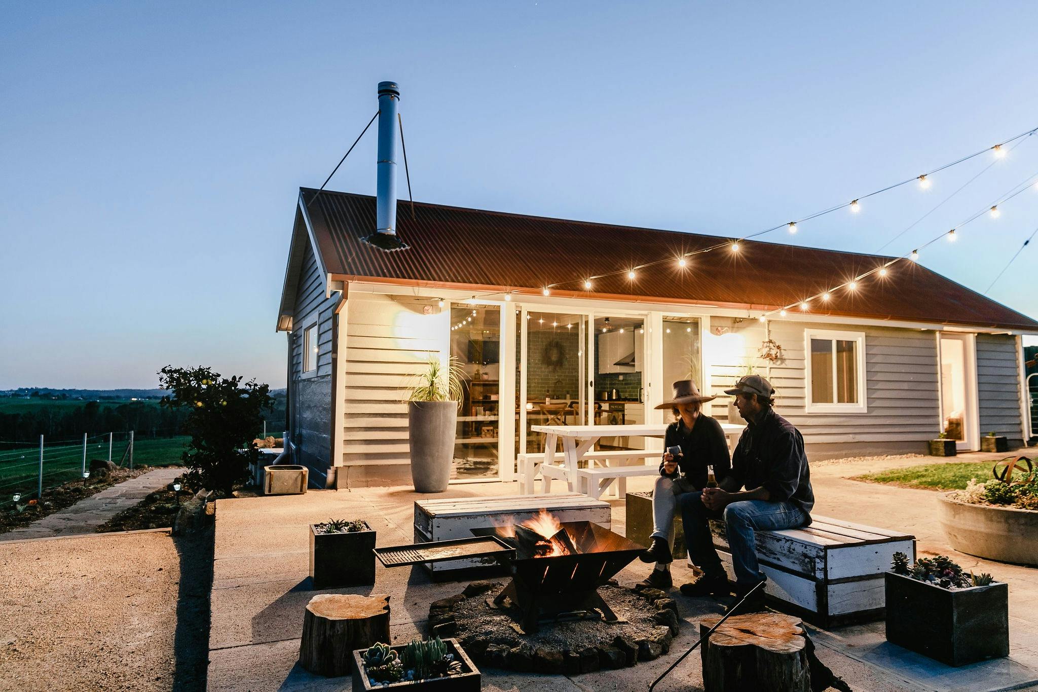 Afternoon drinks enjoyed around the open fire pit