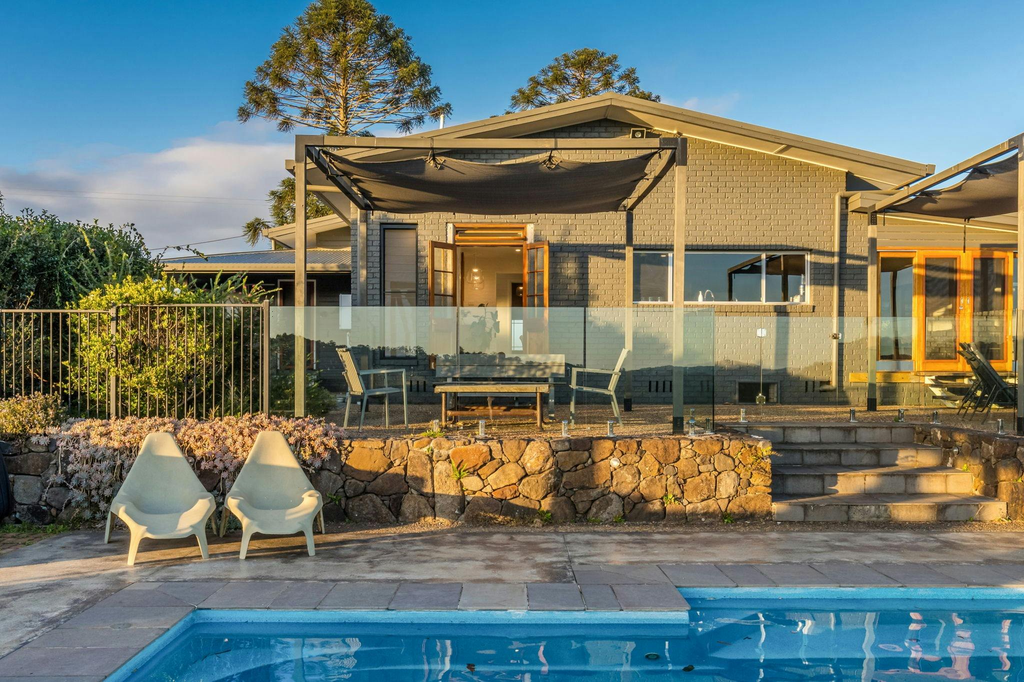 Cromwell Farm House family-sized pool (and hot tub) that overlook the valley. Outdoor entertaining.