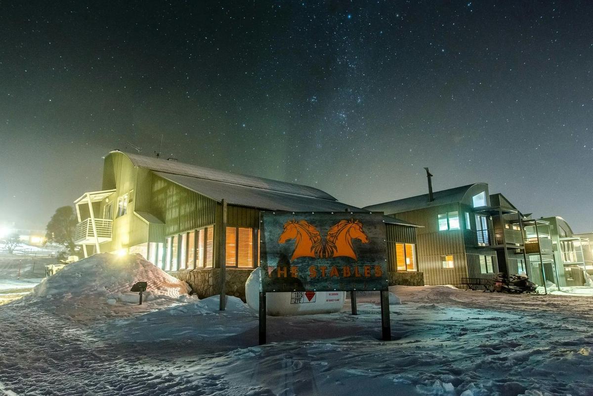 The Stables Resort Perisher at night