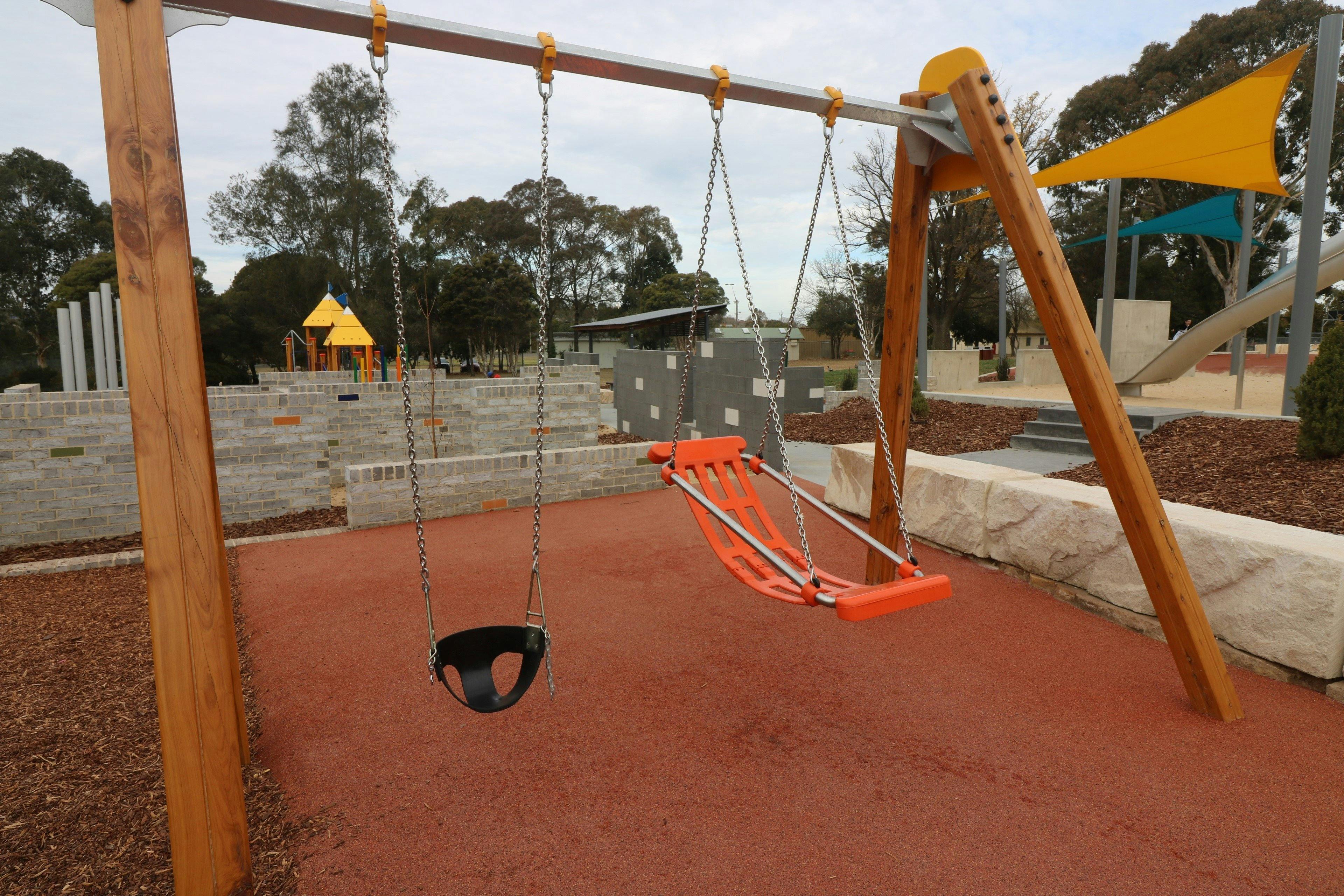 Swing set with disability chair