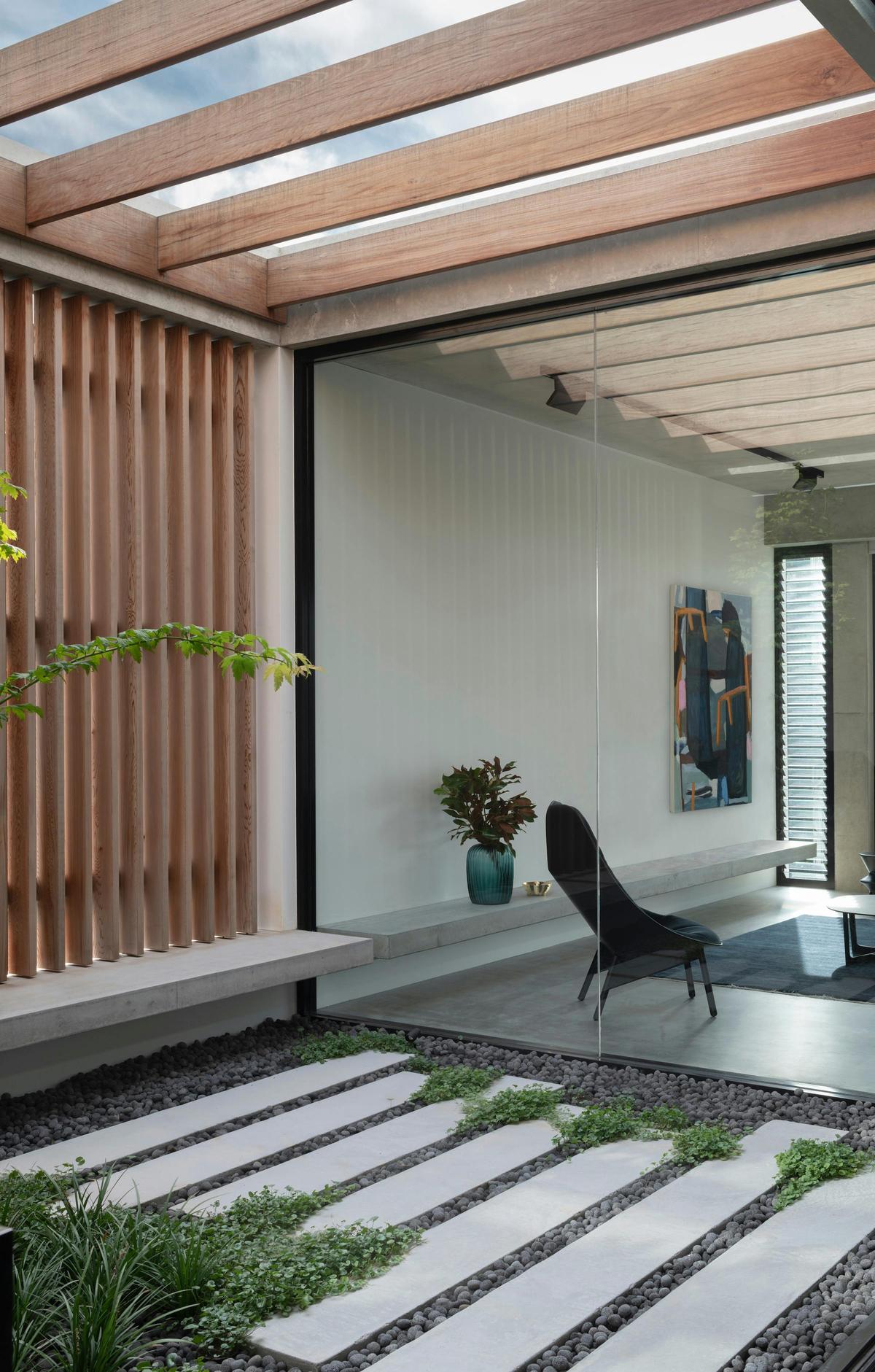 the contrast of timber and white