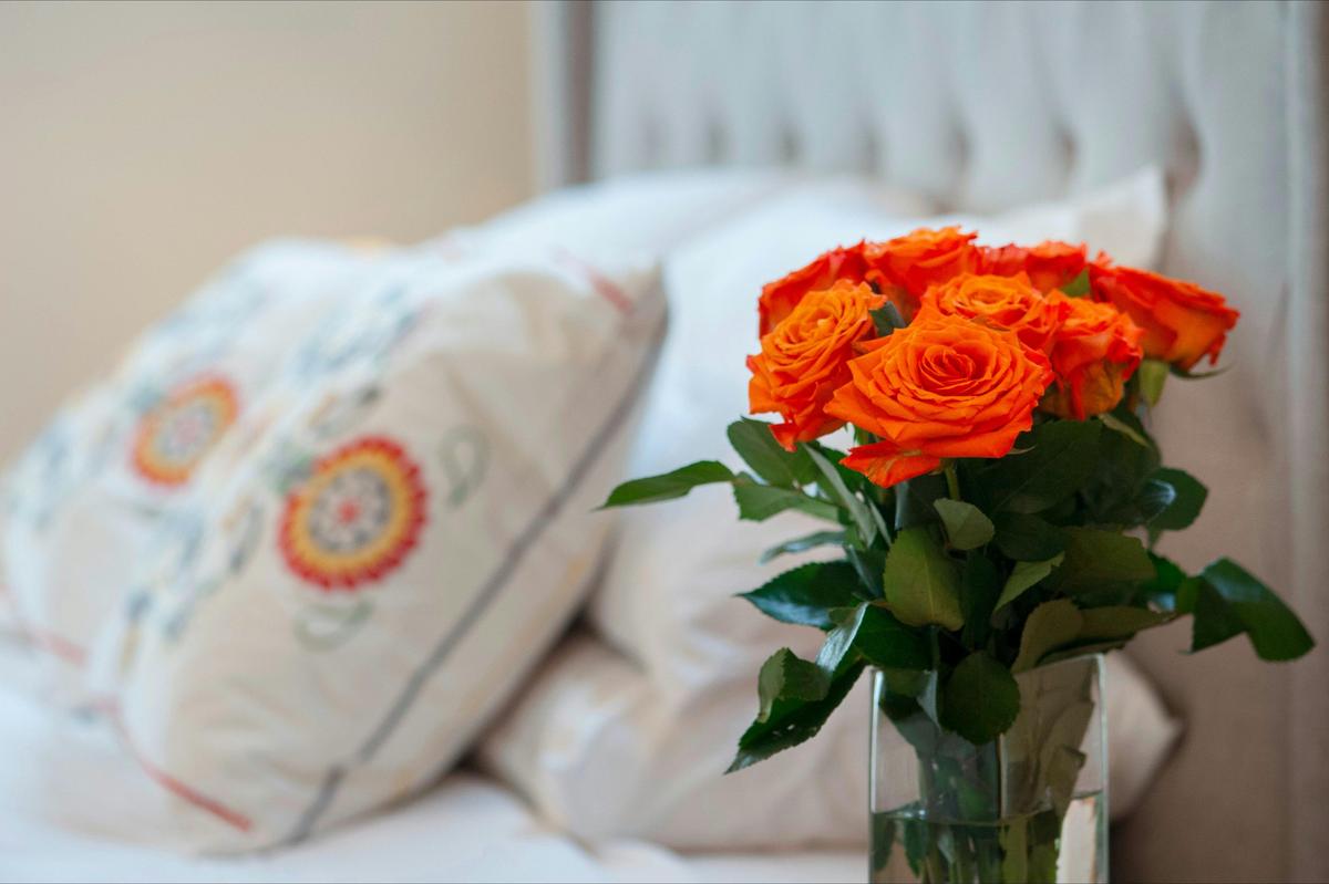 Luxury bedding in all villas