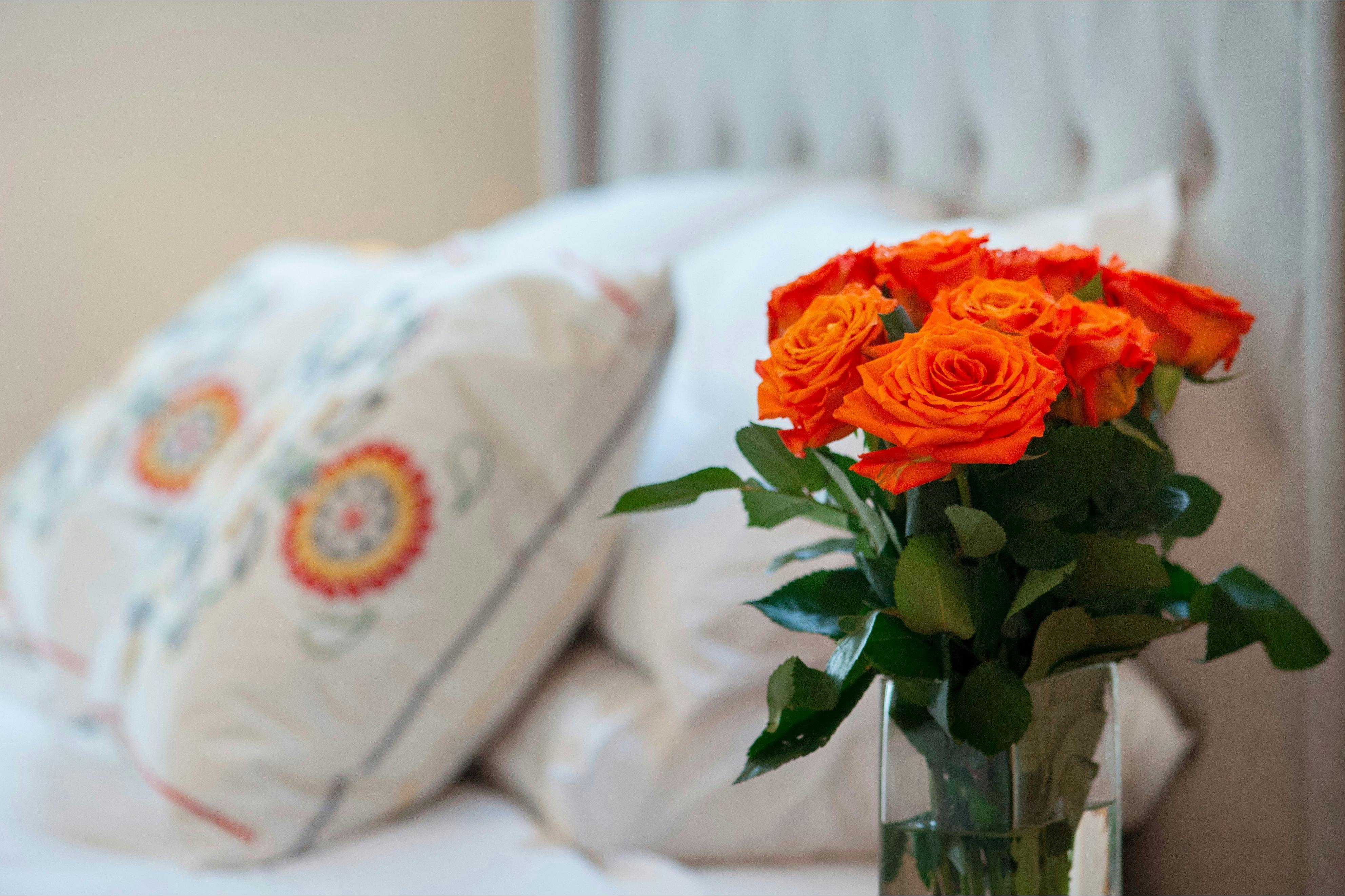 Luxury bedding in all villas