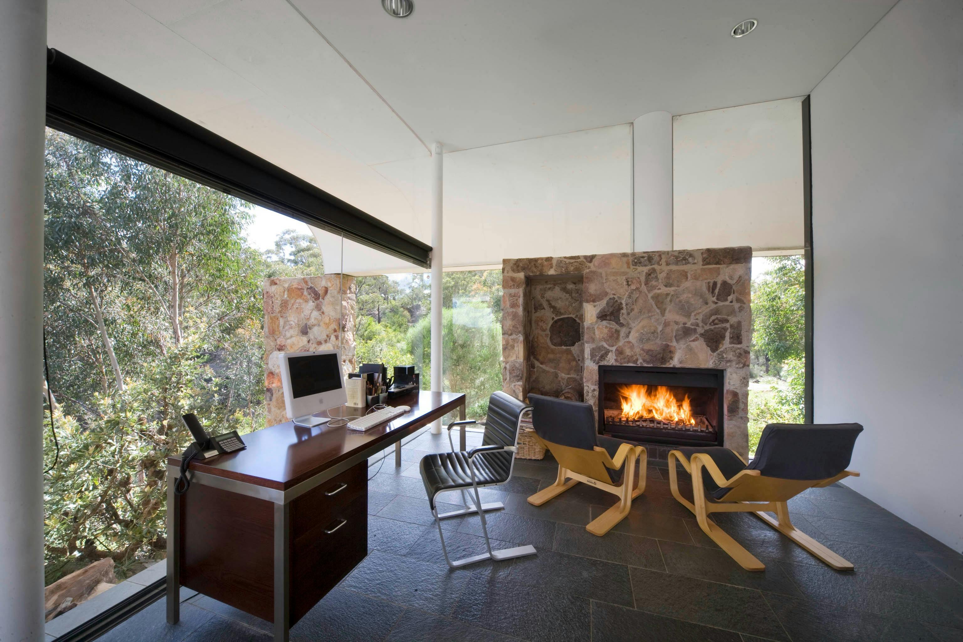 The Seidler House fireplace