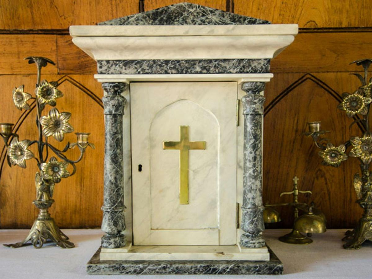 Former St Bernards Church pulpit, Hartley Historic Site. Photo: John Spencer
